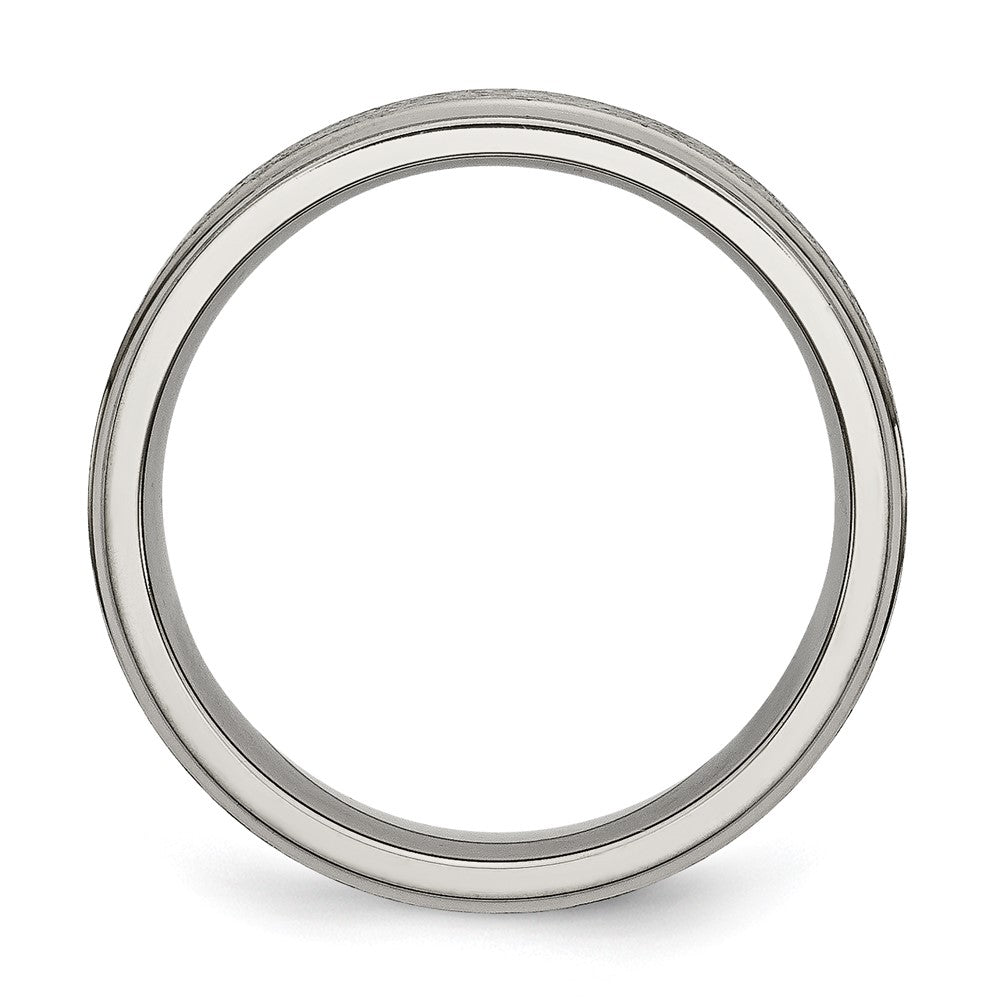 Chisel Titanium Brushed Center 6mm Ridged Edge Band