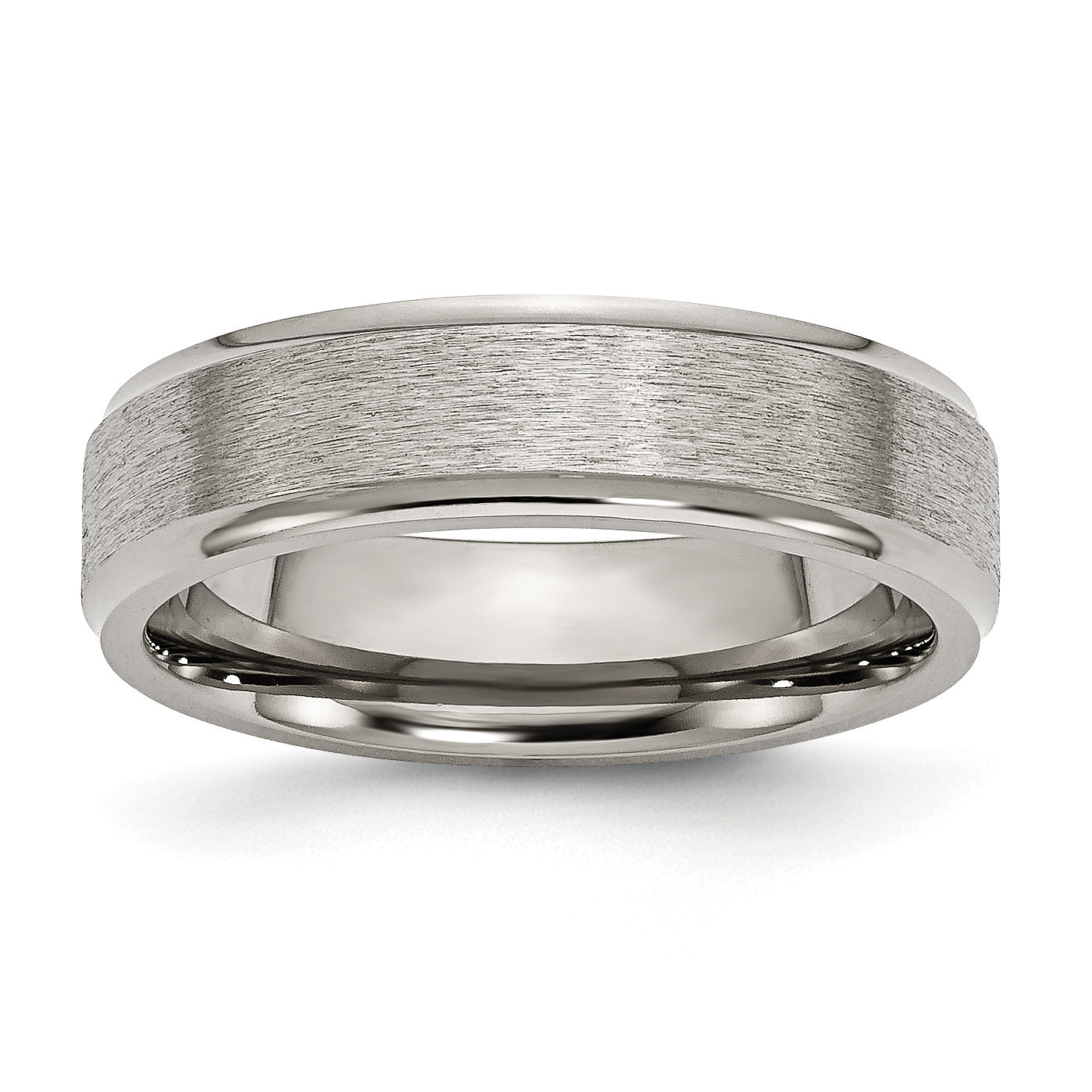 Chisel Titanium Brushed Center 6mm Ridged Edge Band