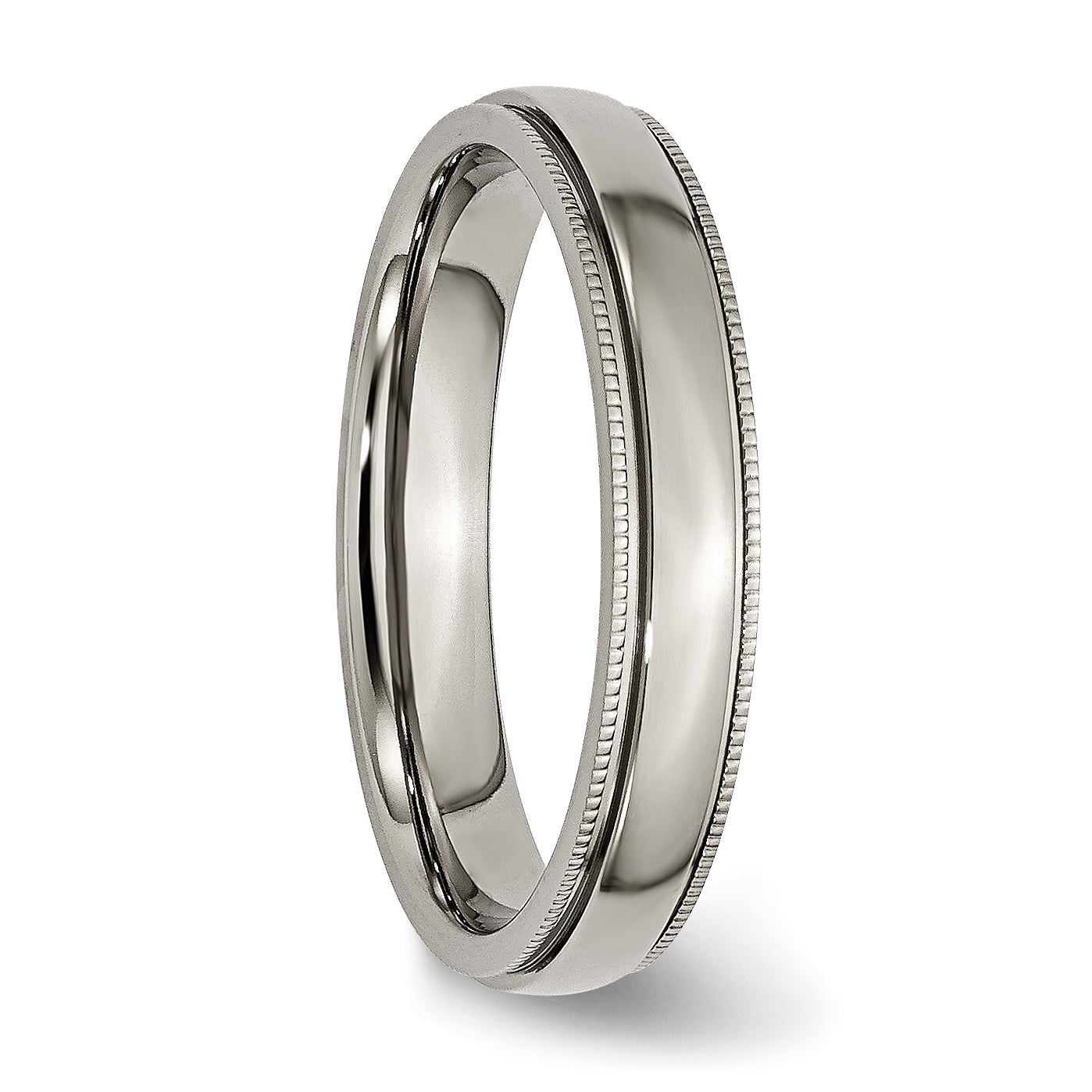 Chisel Titanium Polished 4mm Grooved and Beaded Edge Band