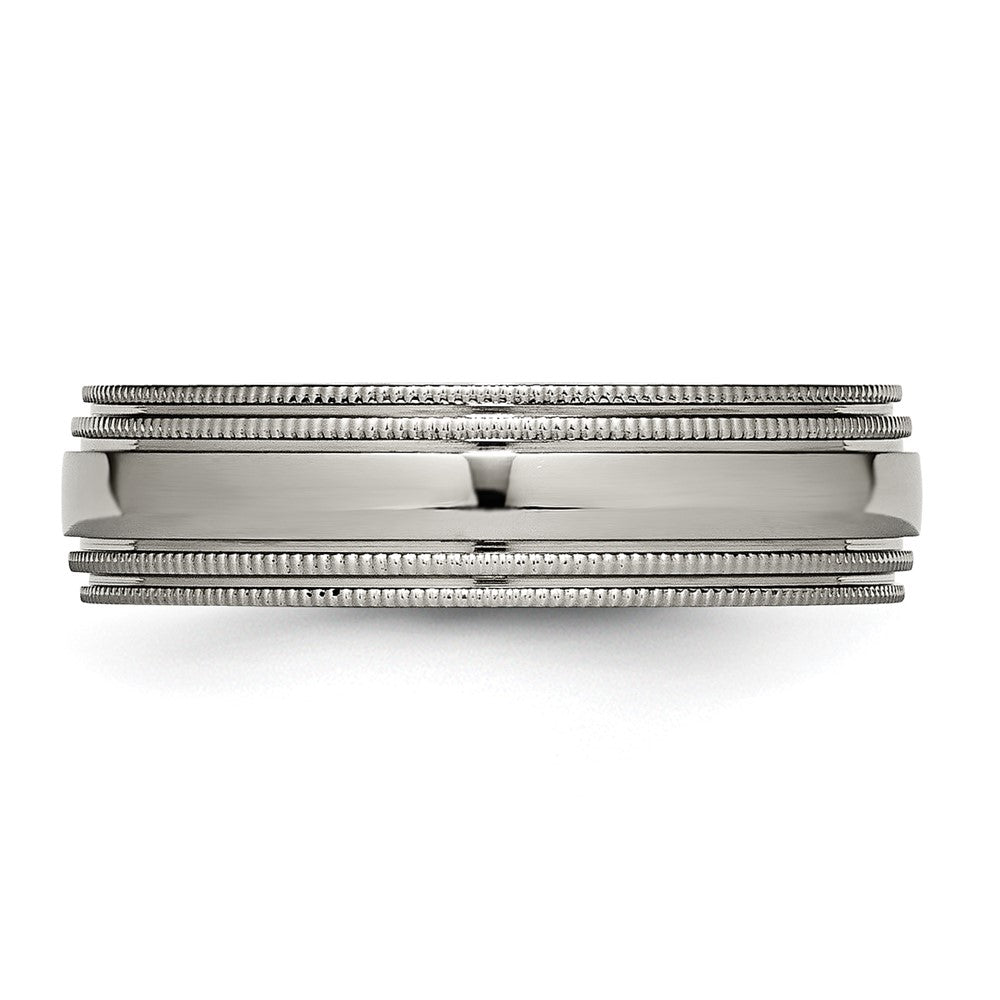 Chisel Titanium Polished 6mm Grooved and Beaded Edge Band