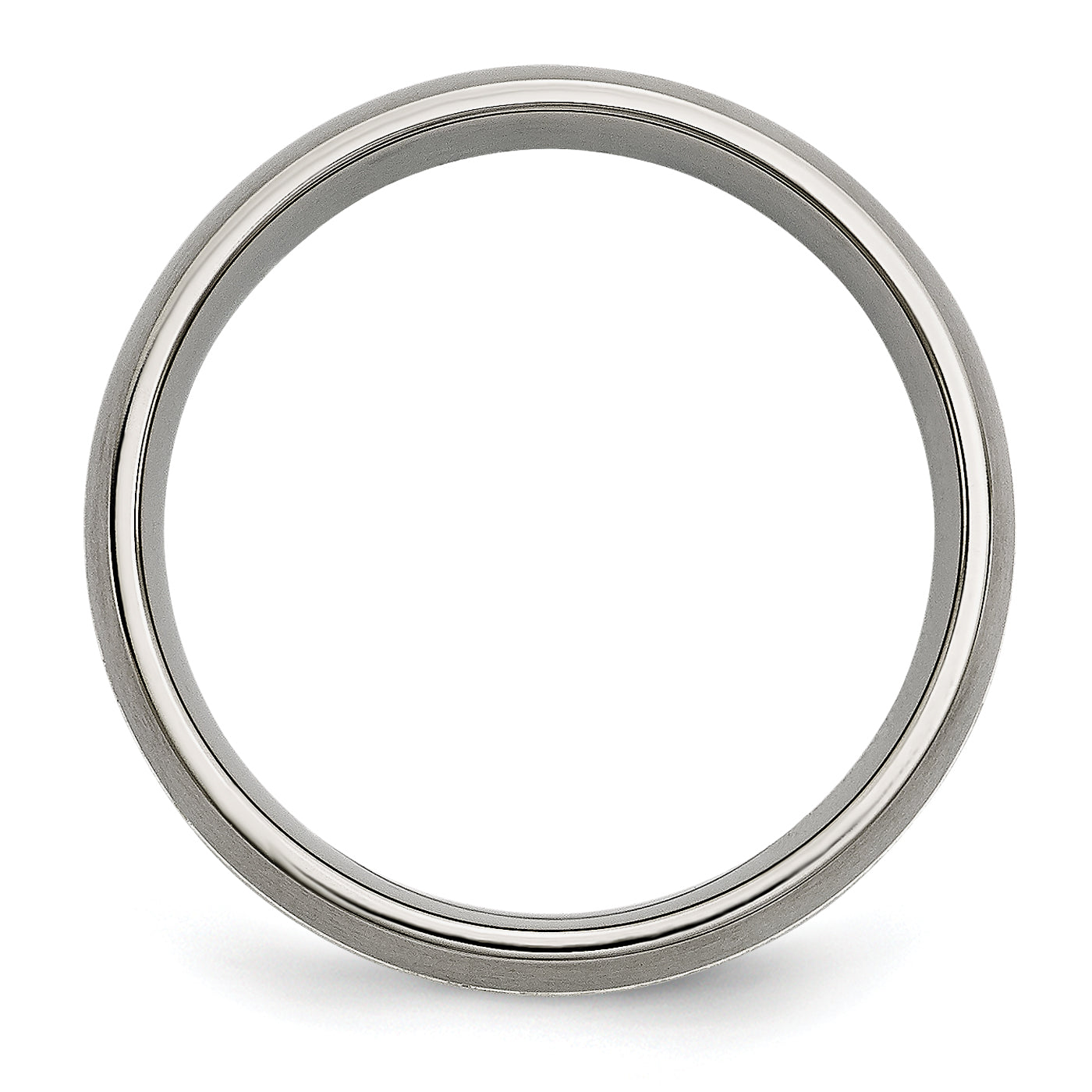 Chisel Titanium Brushed and Polished with Sterling Silver Inlay 7mm Grooved Band