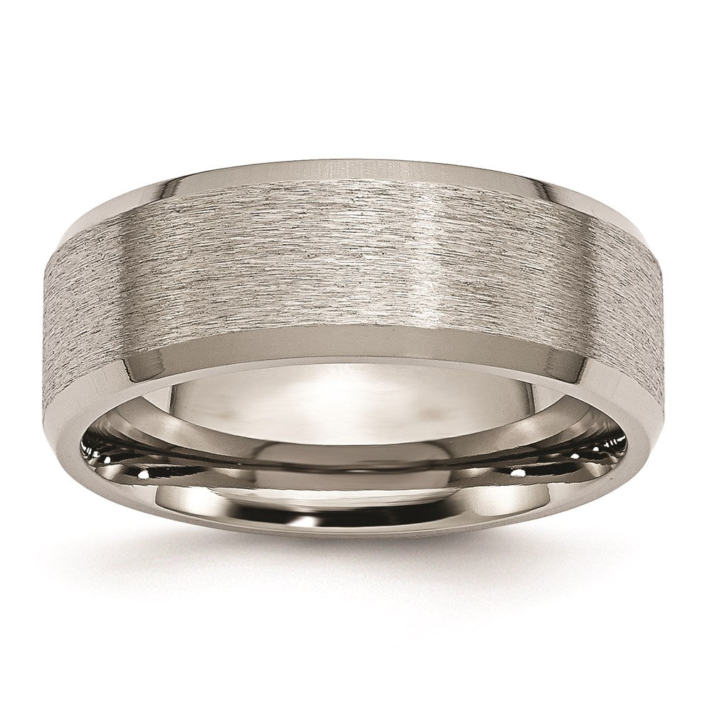 Titanium Beveled Edge 8mm Satin and Brushed Band