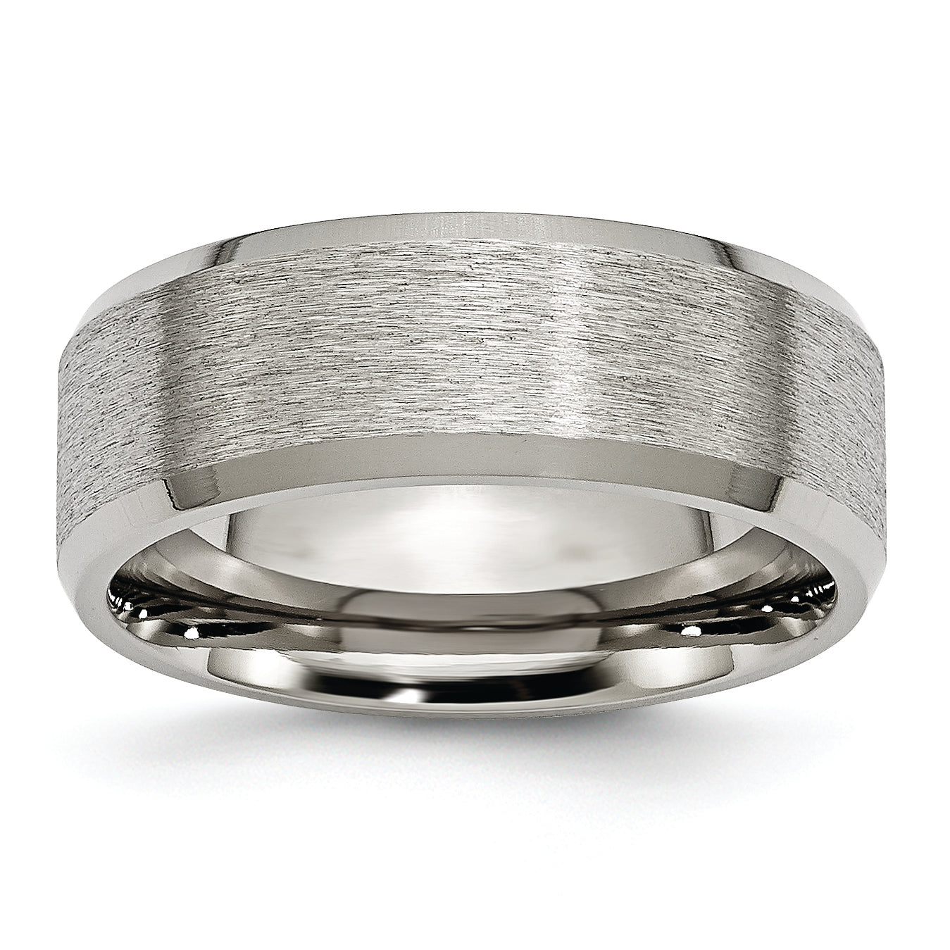 Chisel Titanium Satin and Brushed 8mm Beveled Edge Band