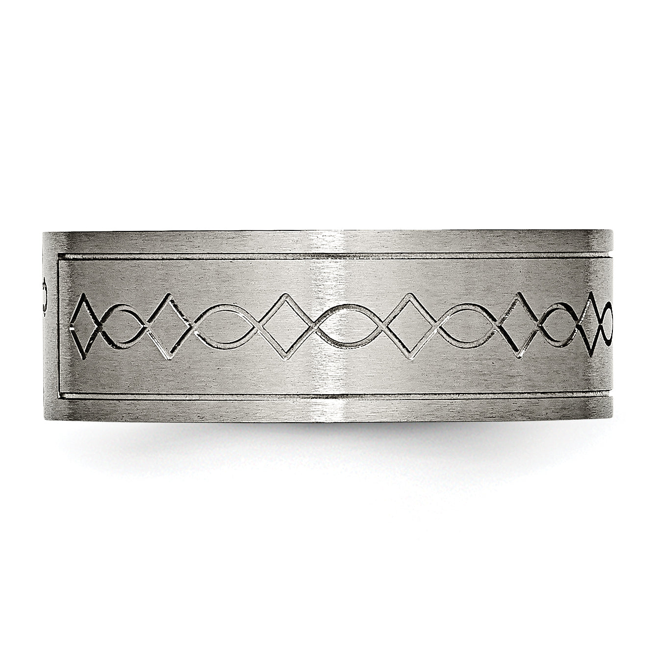 Chisel Titanium Brushed Cross Design 8mm Flat Band