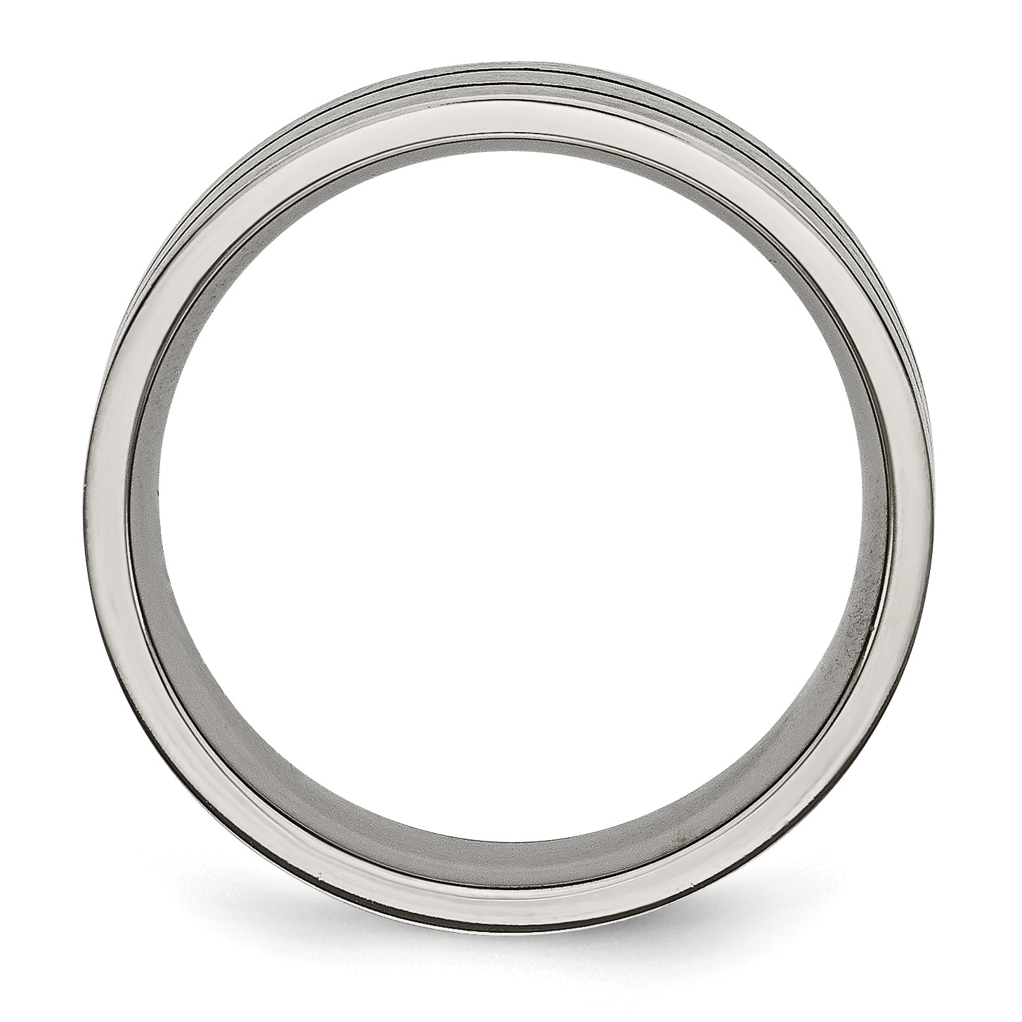 Chisel Titanium Brushed Black Enamel Grooved 7mm Flat Band