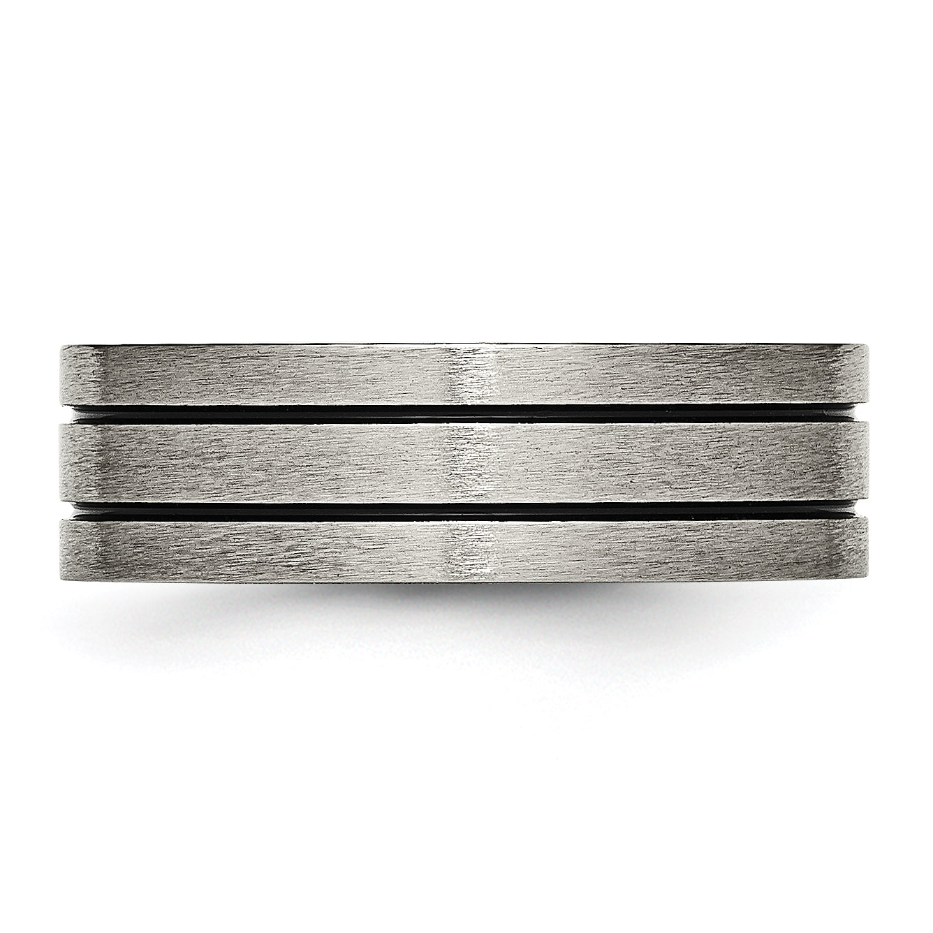 Chisel Titanium Brushed Black Enamel Grooved 7mm Flat Band