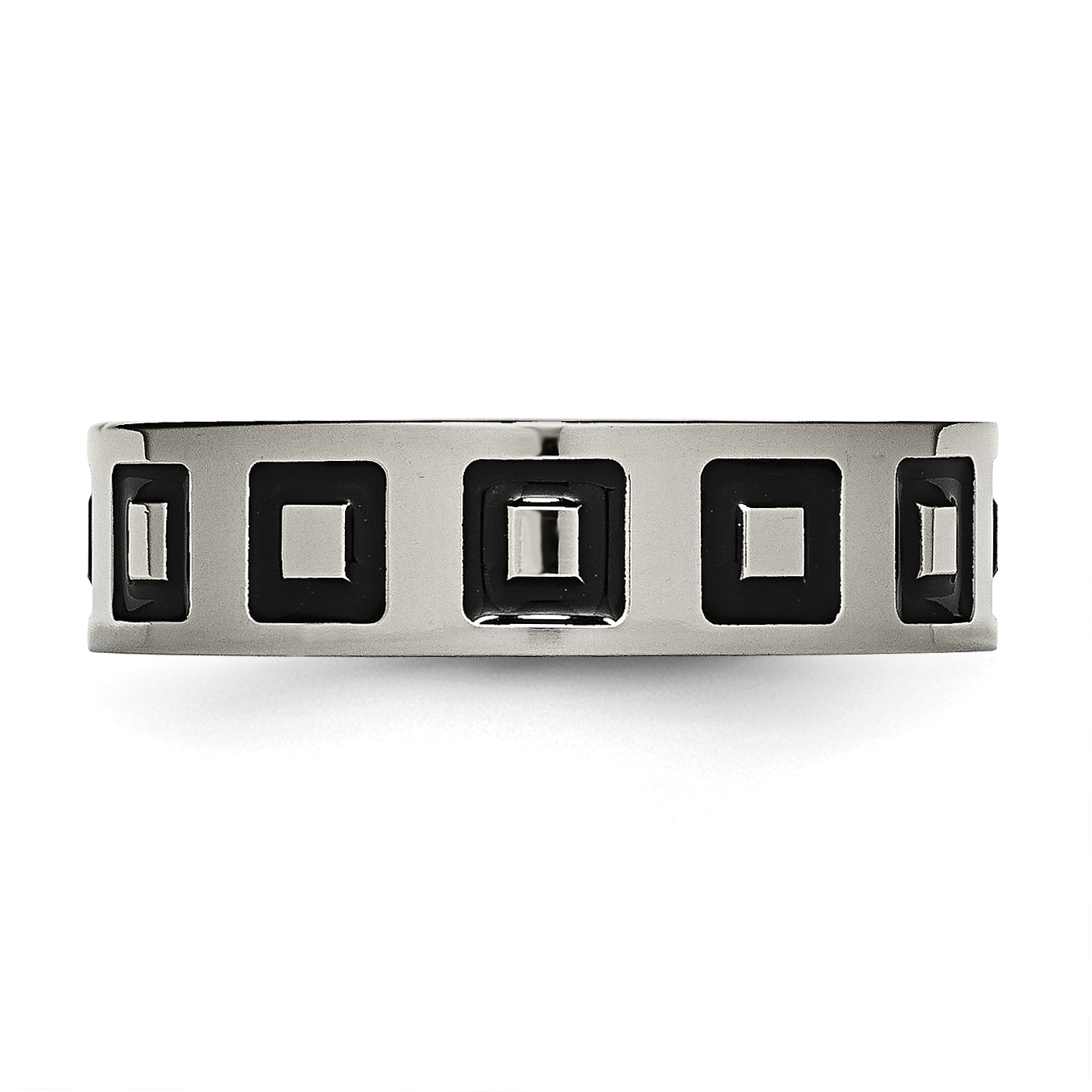 Titanium Polished Black Enamel Squares 6mm Flat Band