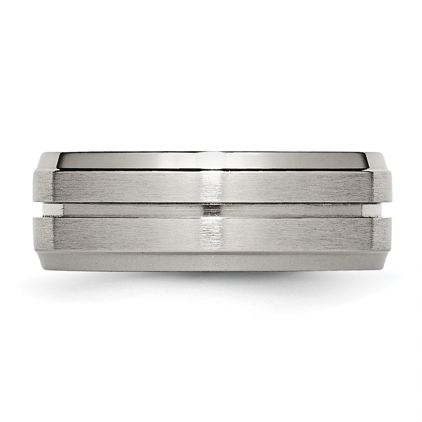 Chisel Titanium Brushed and Polished 8mm Grooved Ridged Edge Band