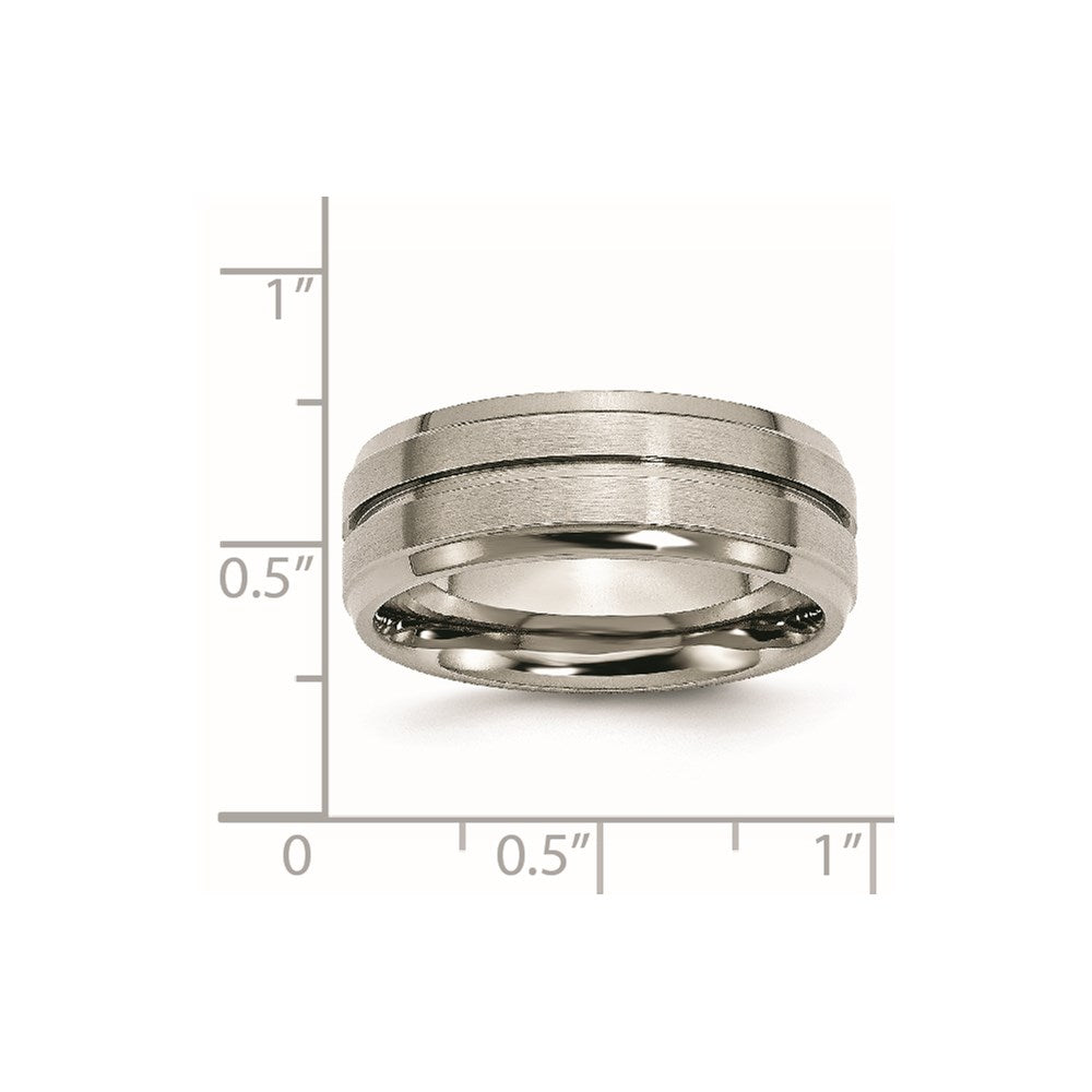 Chisel Titanium Brushed and Polished 8mm Grooved Ridged Edge Band