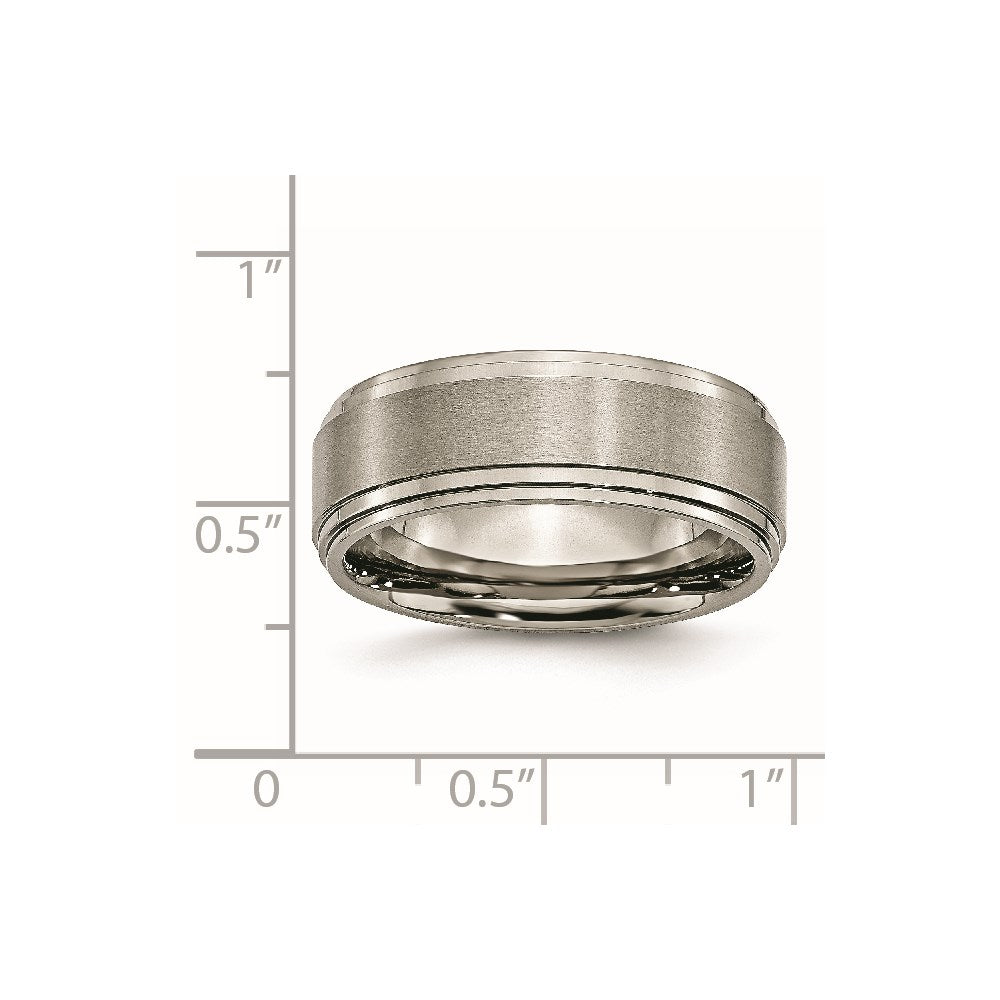 Chisel Titanium Brushed Center 8mm Double Step Ridged Edge Band