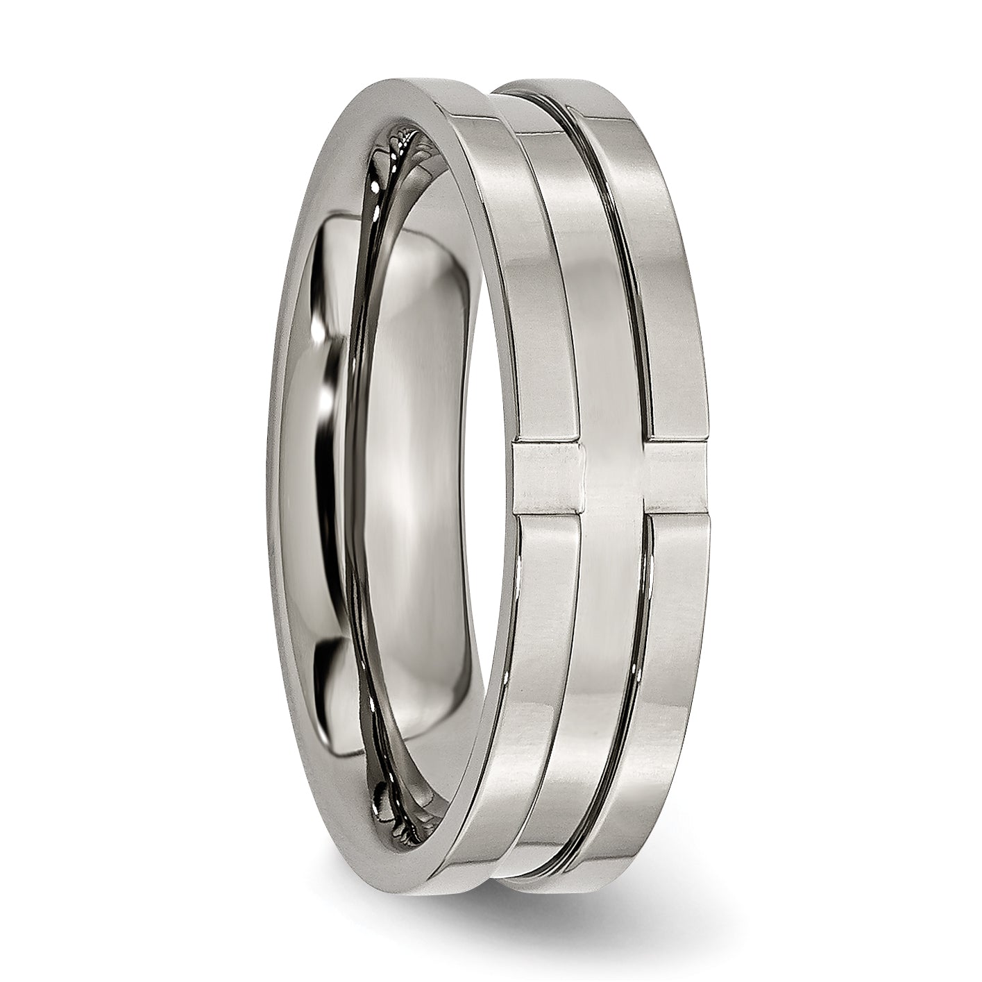 Titanium Polished 6mm Grooved Band