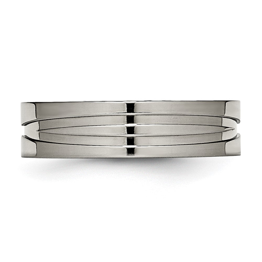 Chisel Titanium Polished X-Design 6mm Grooved Flat Band