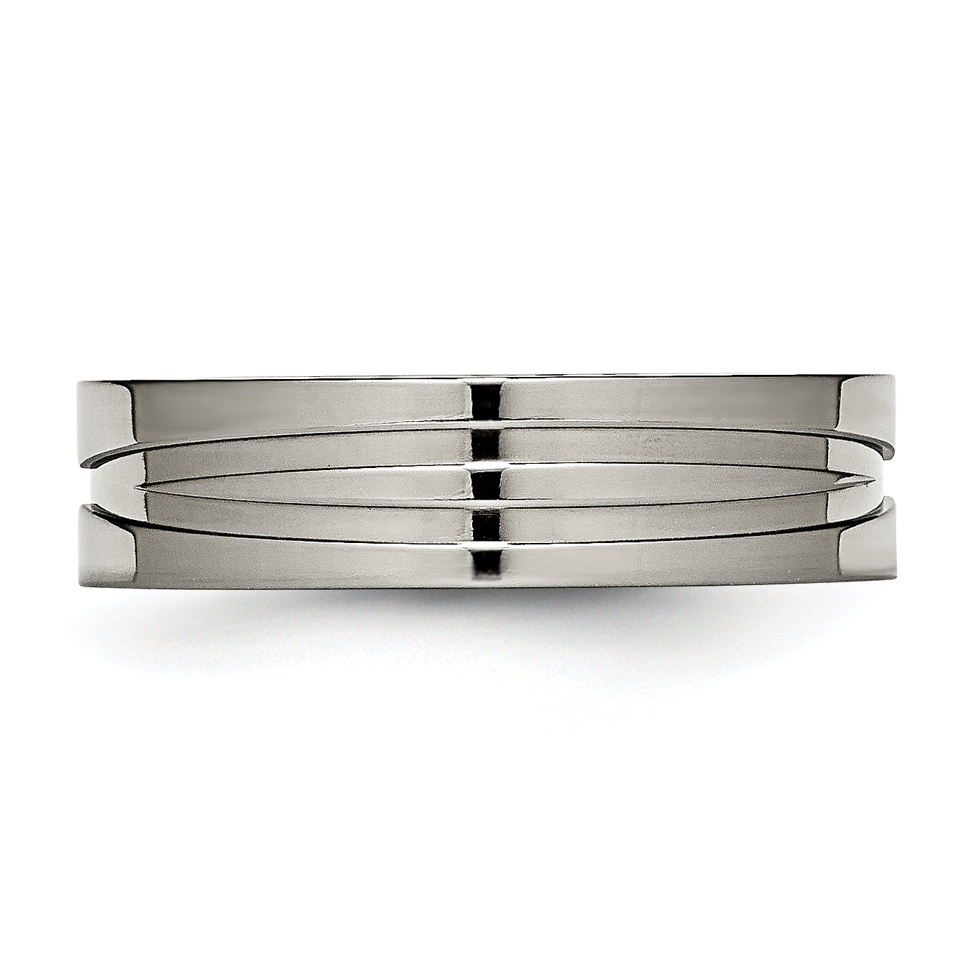 Chisel Titanium Polished X-Design 6mm Grooved Flat Band