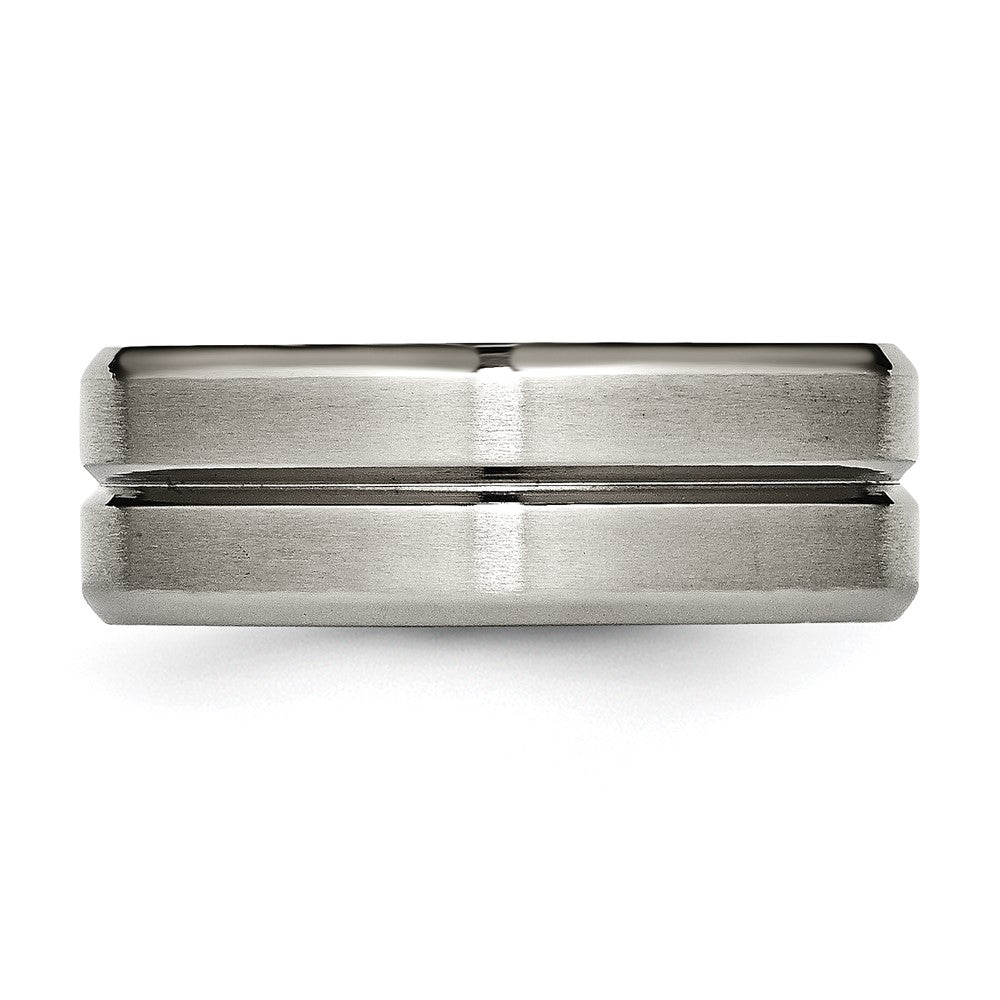 Titanium Grooved Beveled Edge 8mm Brushed and Polished Band