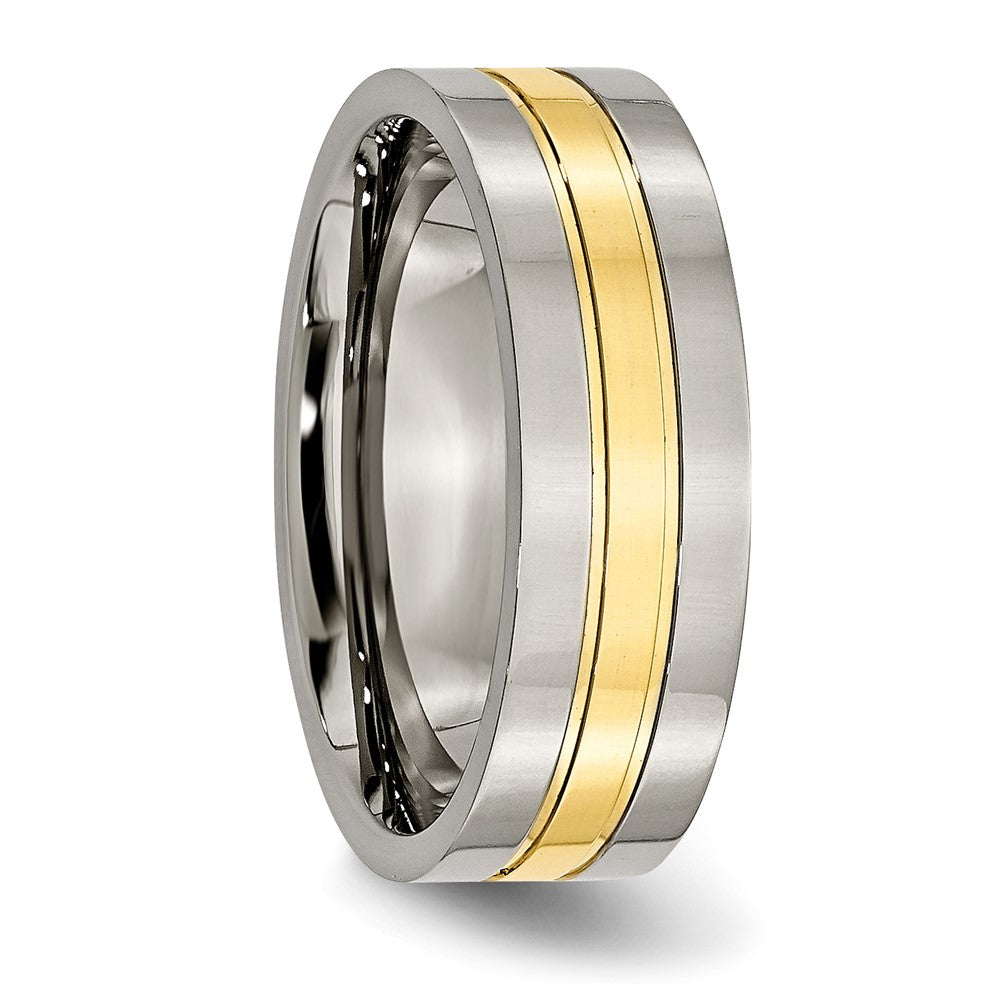 Chisel Titanium Polished Yellow IP-plated 7mm Grooved Band