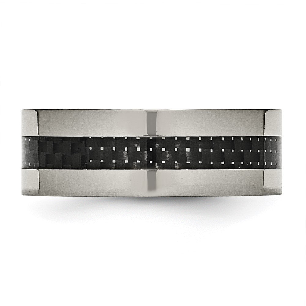 Chisel Titanium Polished with Black Carbon Fiber Inlay Flat 8mm Band