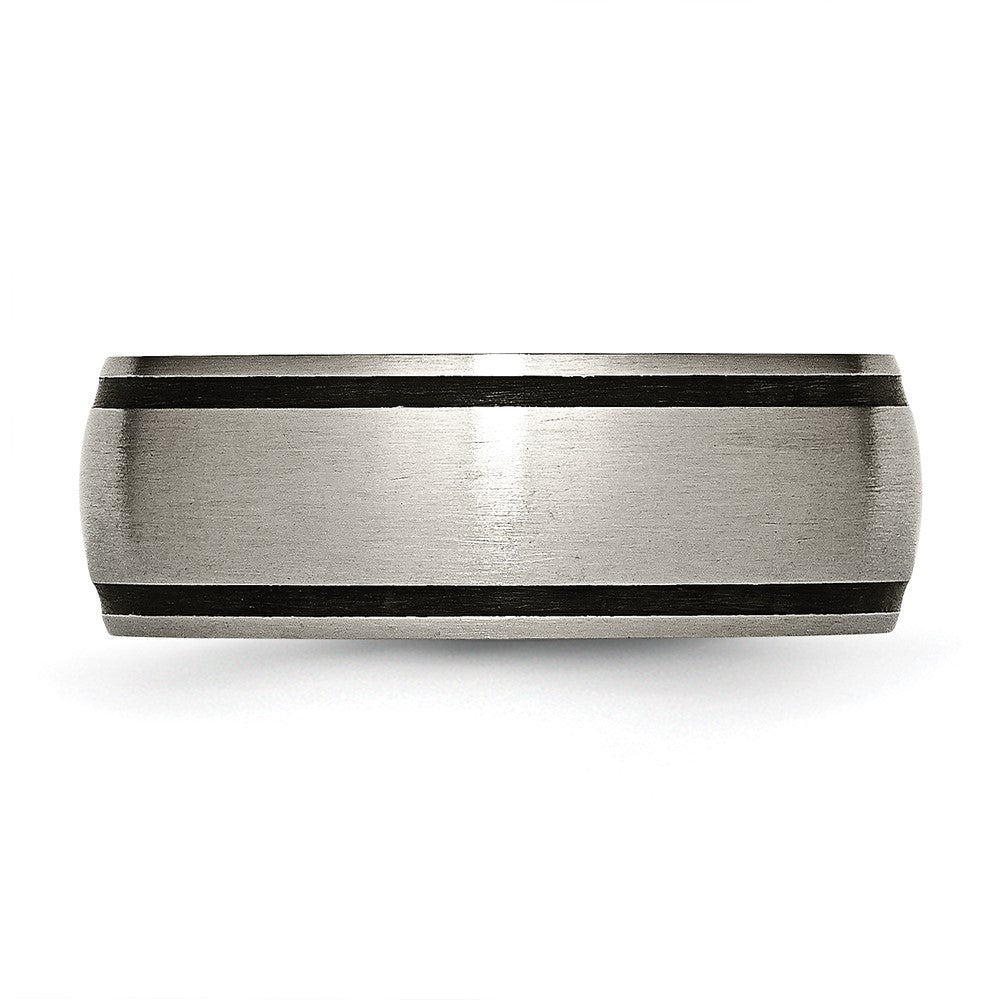 Chisel Titanium Brushed with Black Rubber 8mm Band