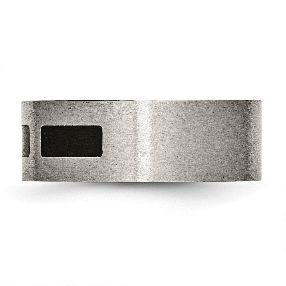 Chisel Titanium Brushed with Black Rubber 8mm Flat Band