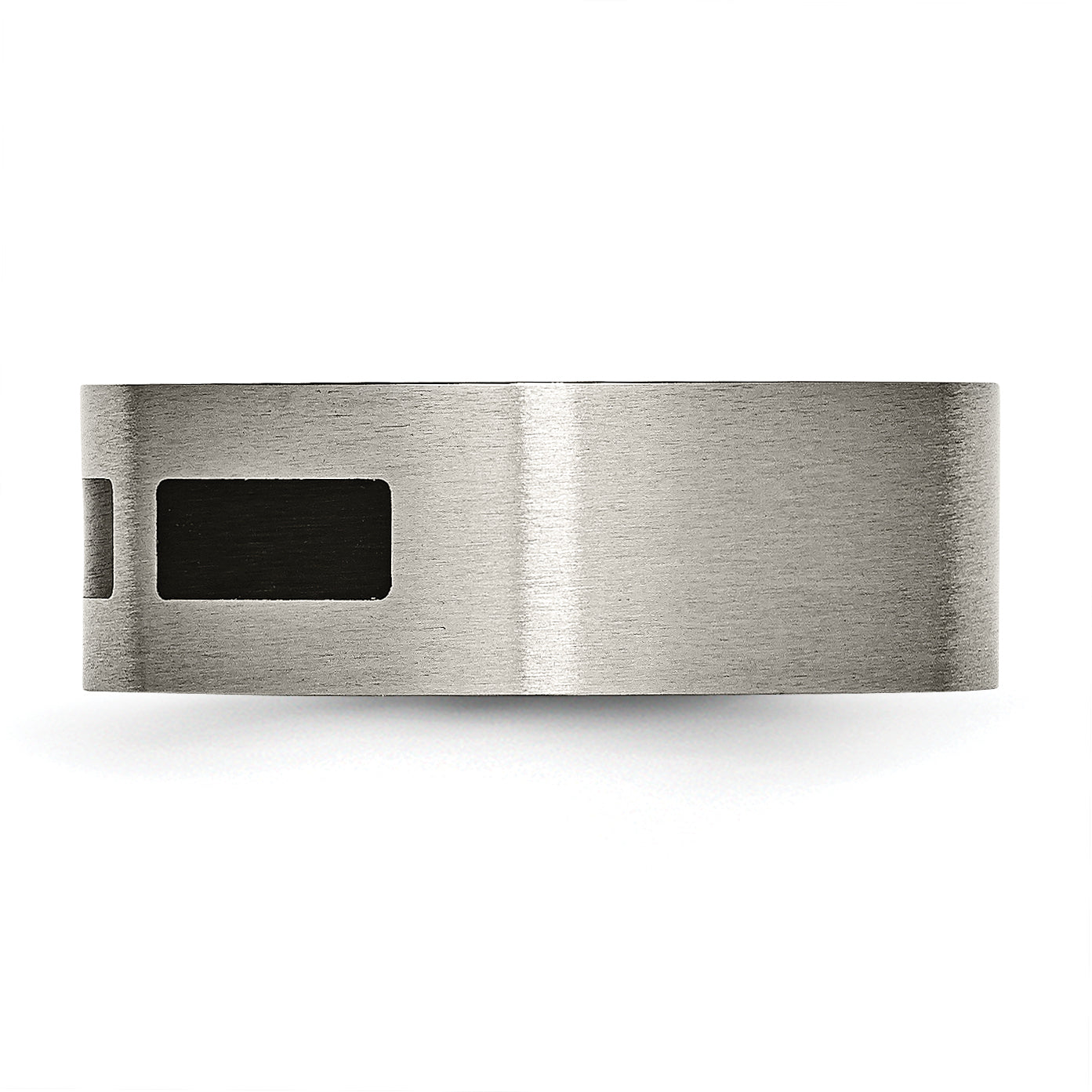 Chisel Titanium Brushed with Black Rubber 8mm Flat Band