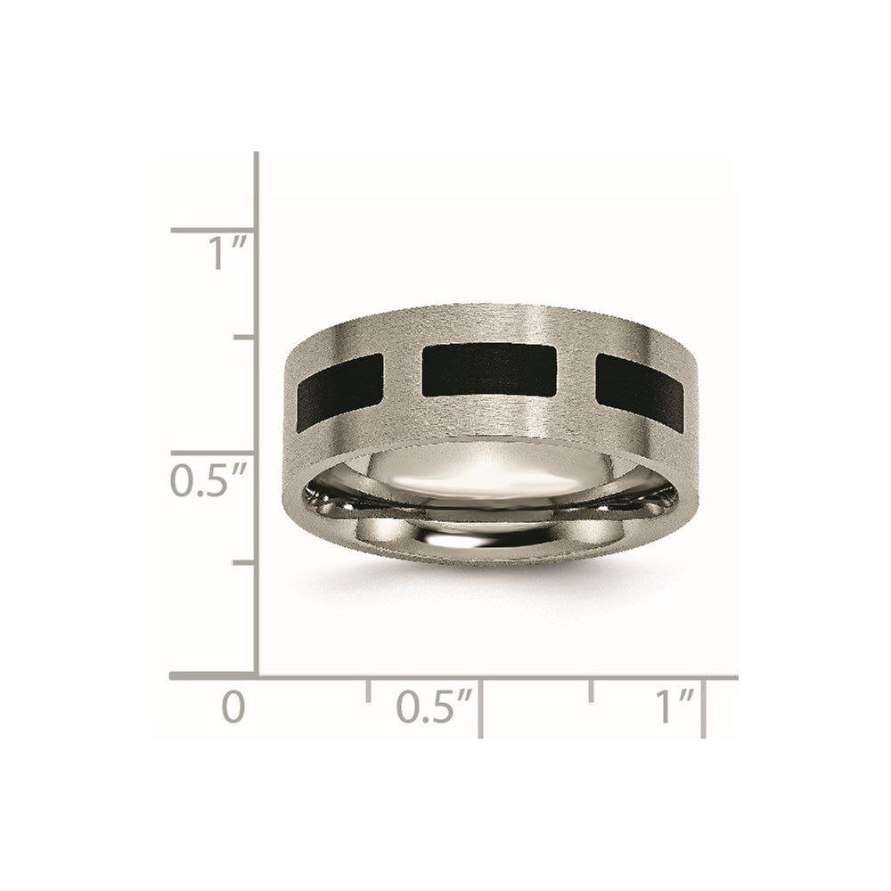 Chisel Titanium Brushed with Black Rubber 8mm Flat Band