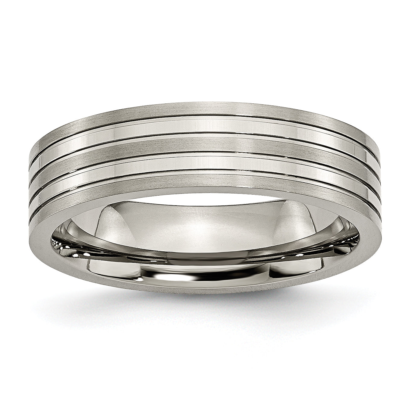 Chisel Titanium Brushed and Polished 6mm Grooved Band