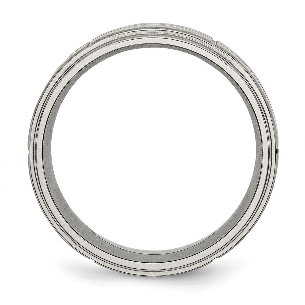 Chisel Titanium Brushed Center Block Design 8mm Ridged Edge Band