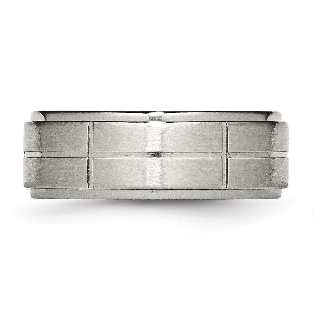 Chisel Titanium Brushed Center Block Design 8mm Ridged Edge Band