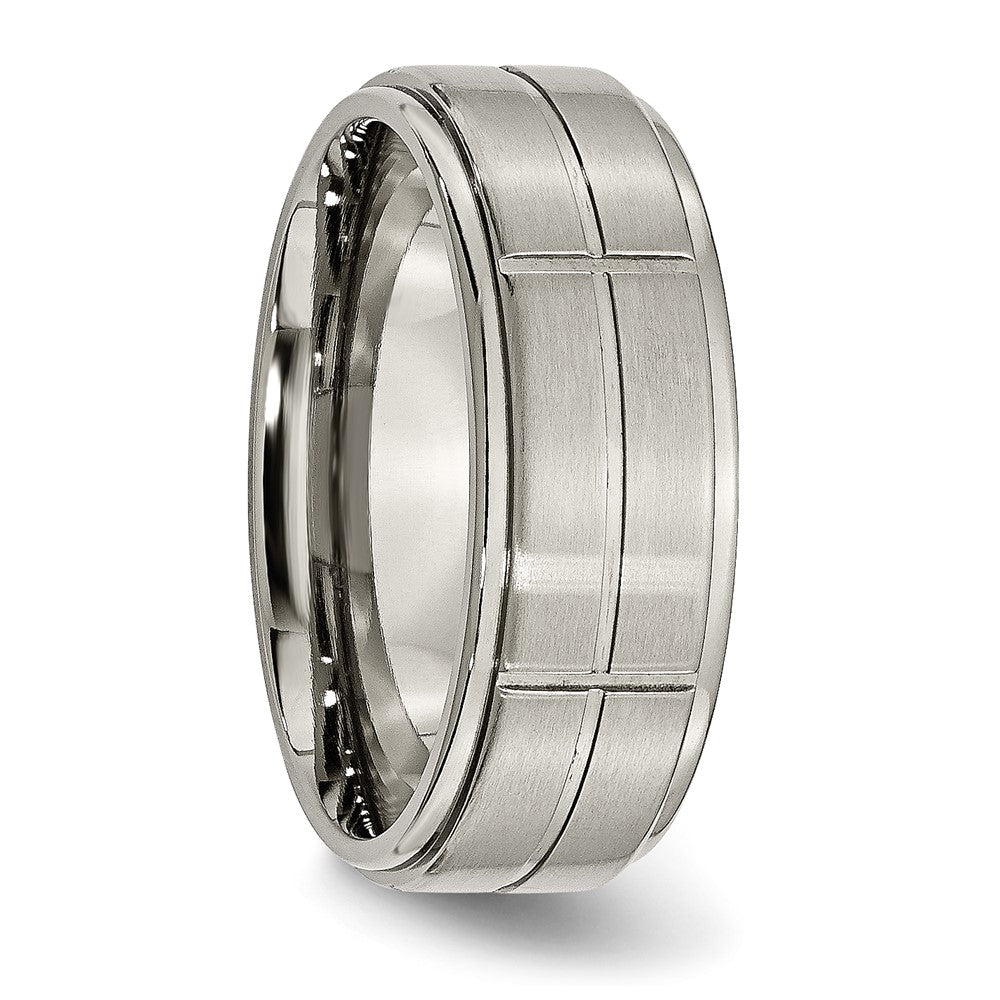 Chisel Titanium Brushed Center Block Design 8mm Ridged Edge Band