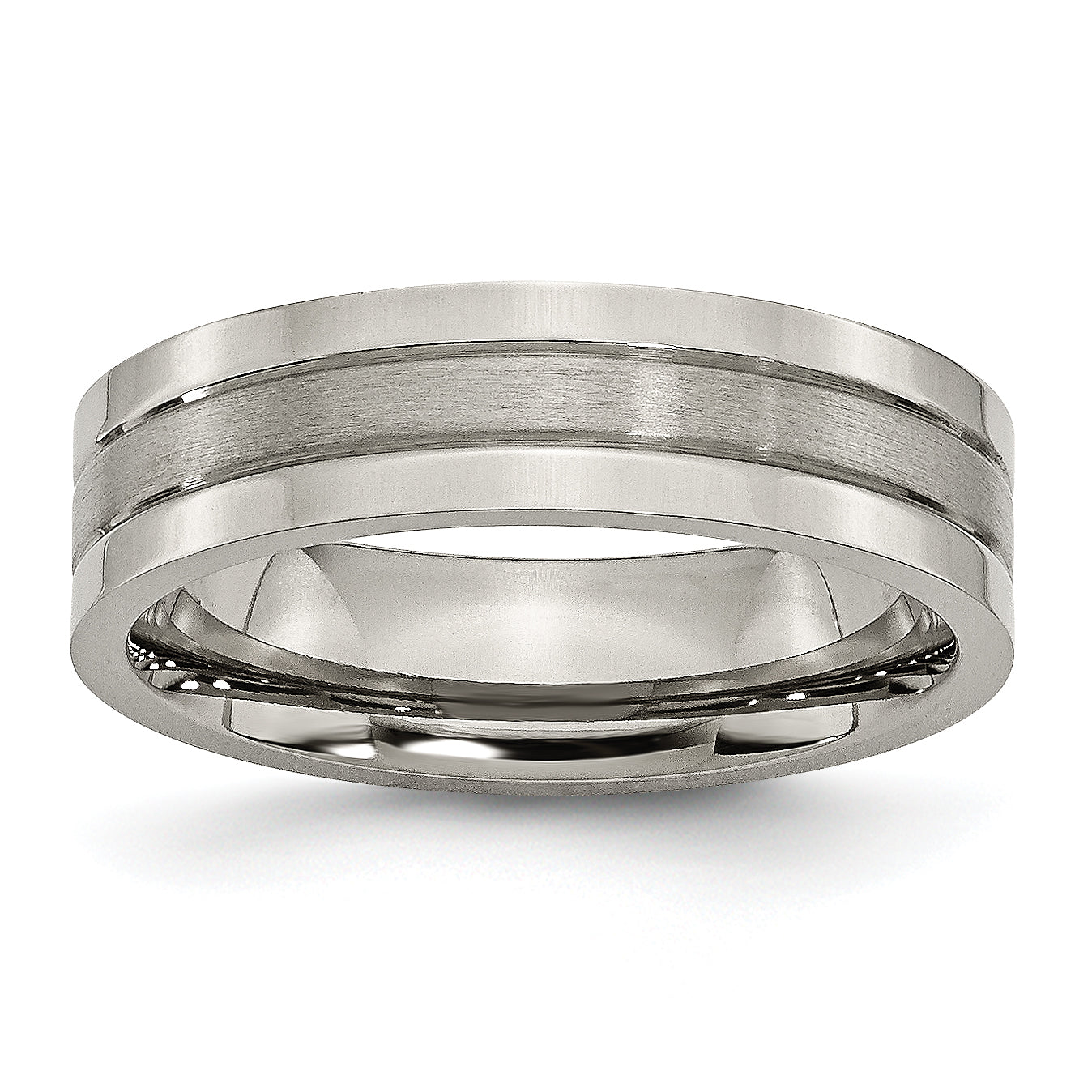 Chisel Titanium Brushed and Polished 6mm Grooved Band