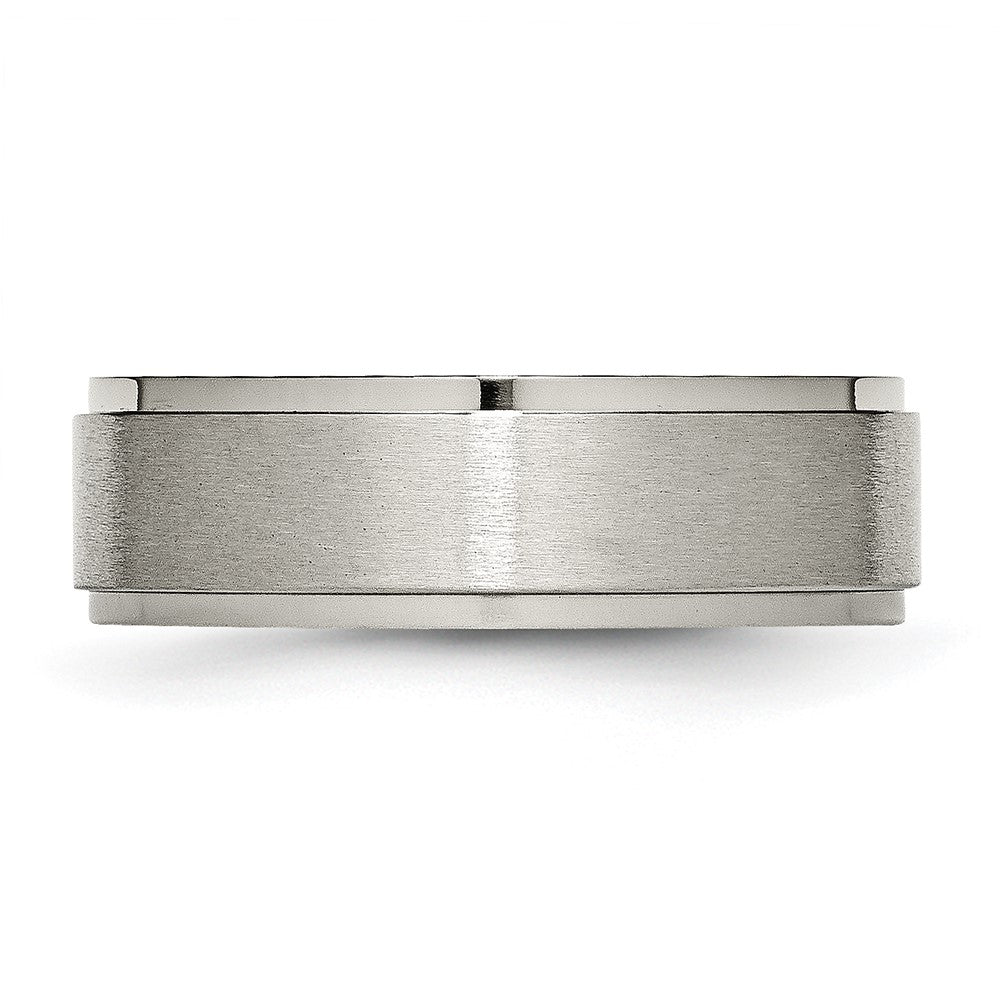 Chisel Titanium Brushed Center 7mm Ridged Edge Band