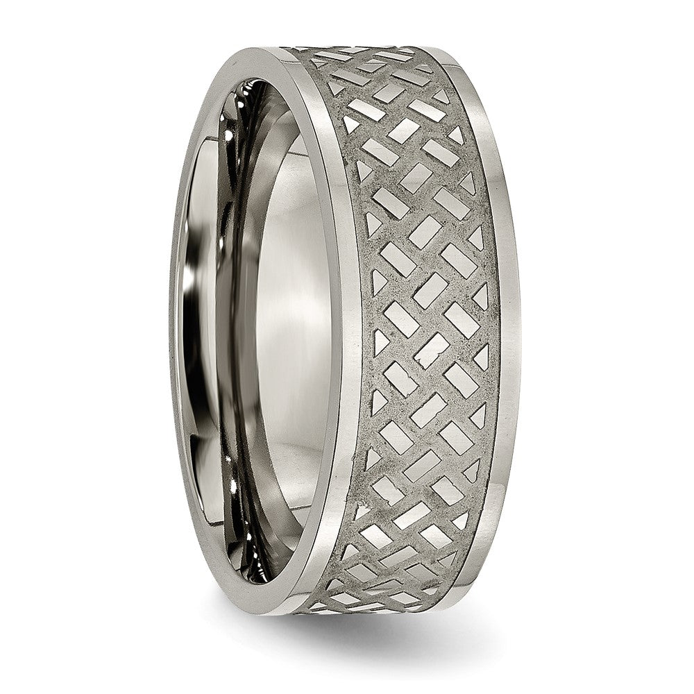 Titanium Polished 8mm Weave Design Band