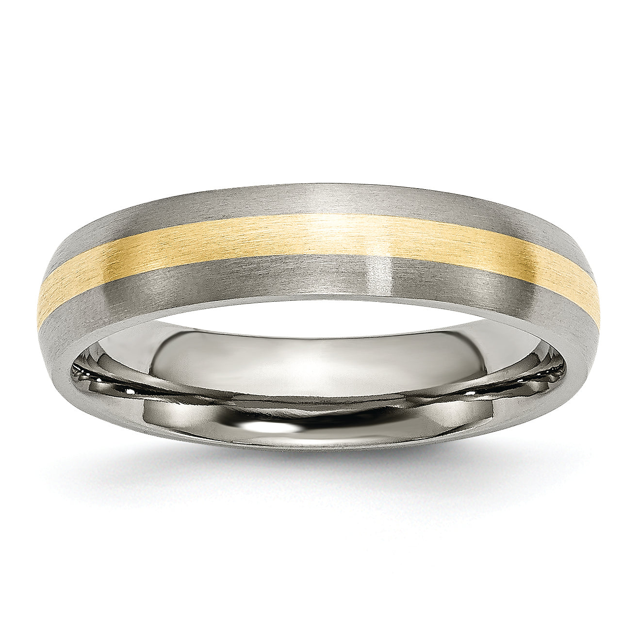 Chisel Titanium Brushed with 14k Gold Inlay 5mm Band