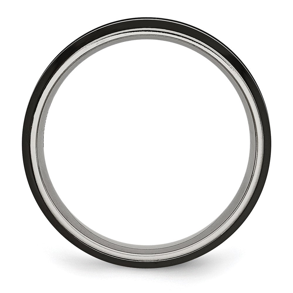 Titanium Beveled Edge 6mm Black IP-plated Satin/Polished Band
