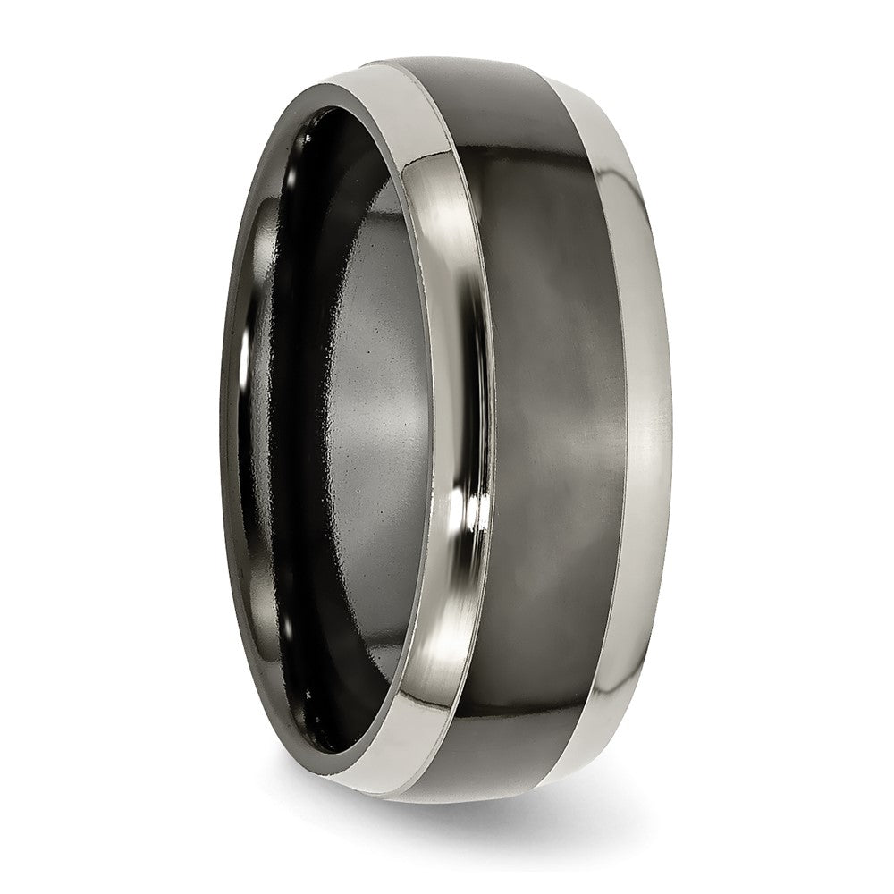 Chisel Titanium Grey and Black Ti Polished 8mm Band