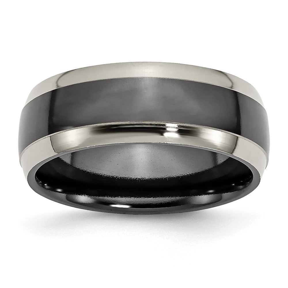 Chisel Titanium Grey and Black Ti Polished 8mm Band
