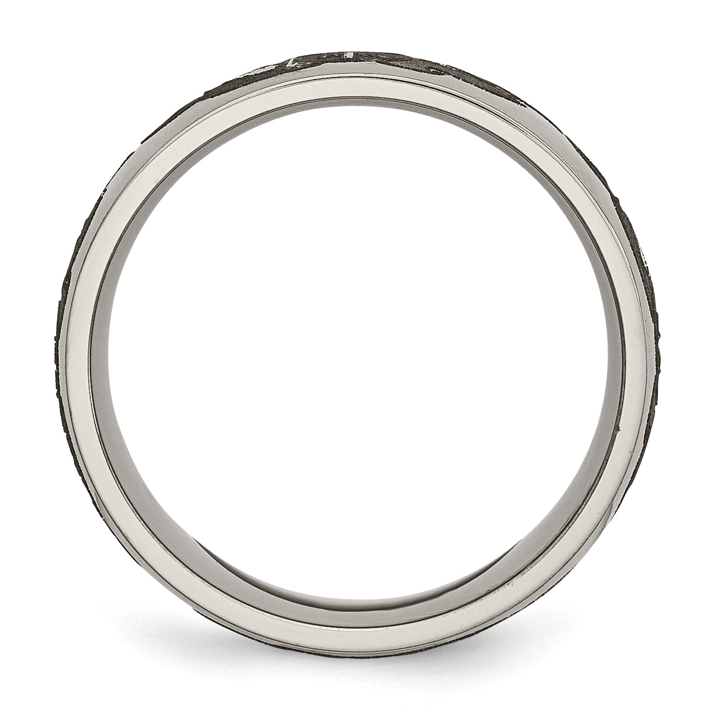 Chisel Titanium Polished Cross with Flames Laser Design 8mm Band