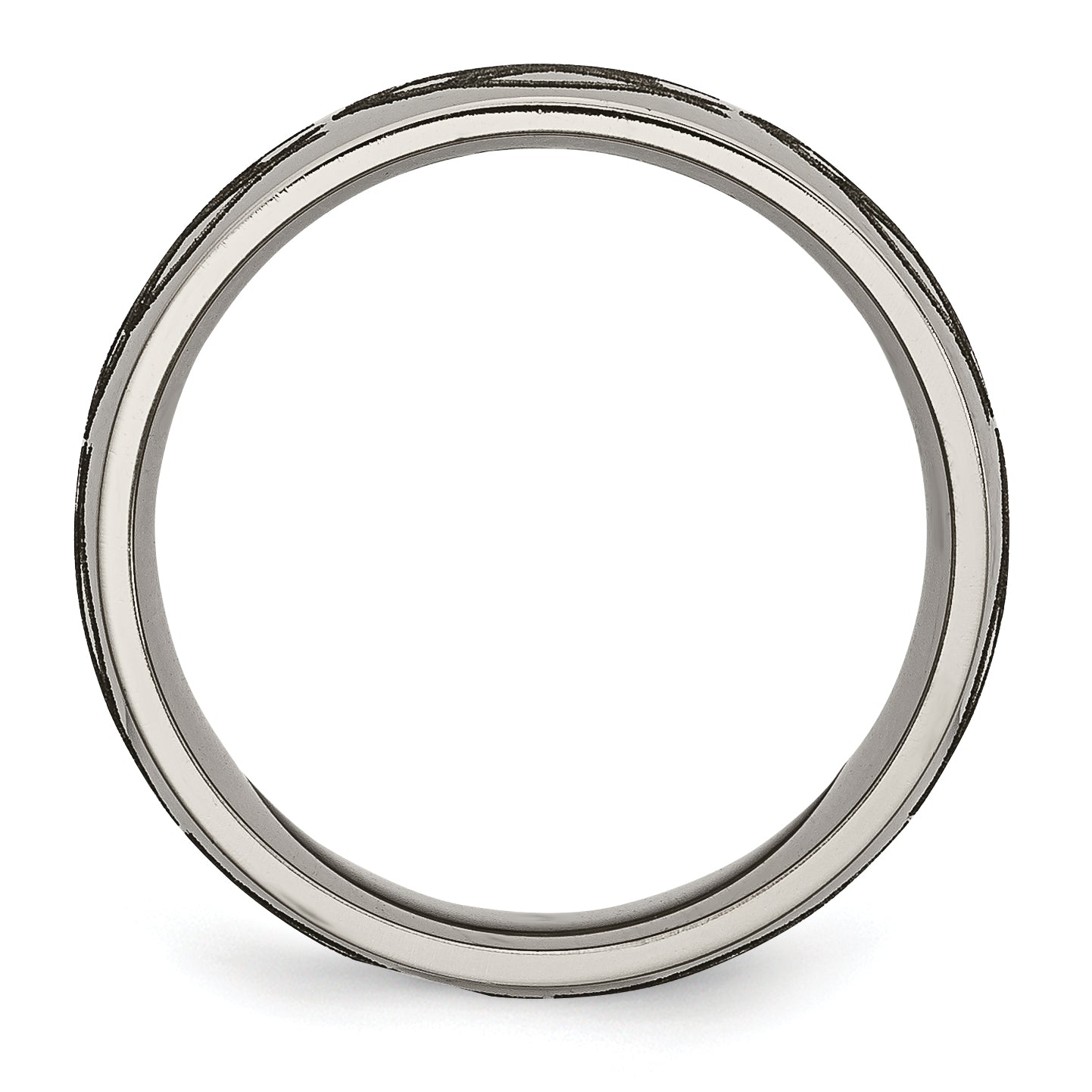 Chisel Titanium Polished Flame Laser Design 8mm Band