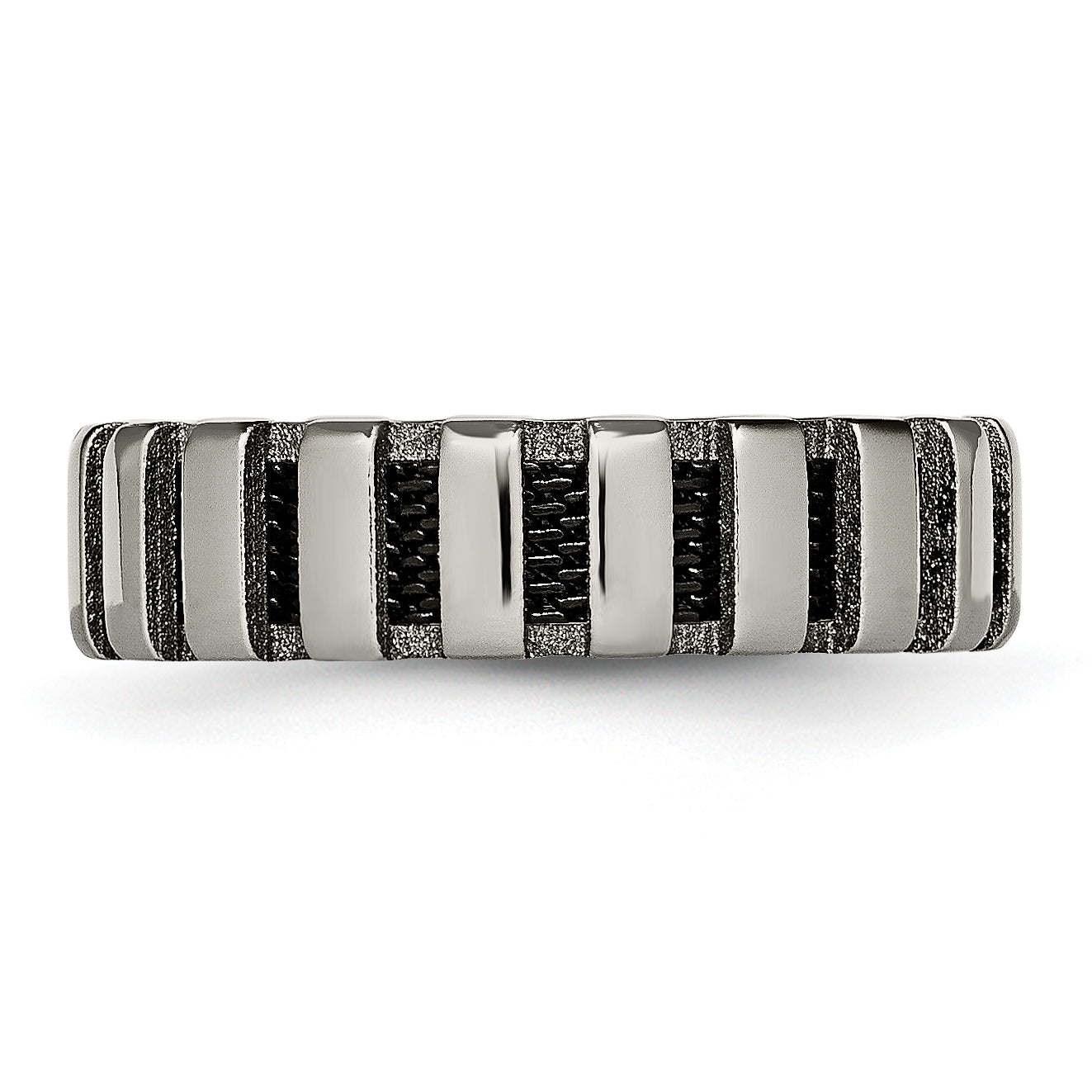 Chisel Titanium Polished with Black IP-plated Wire 6mm Band