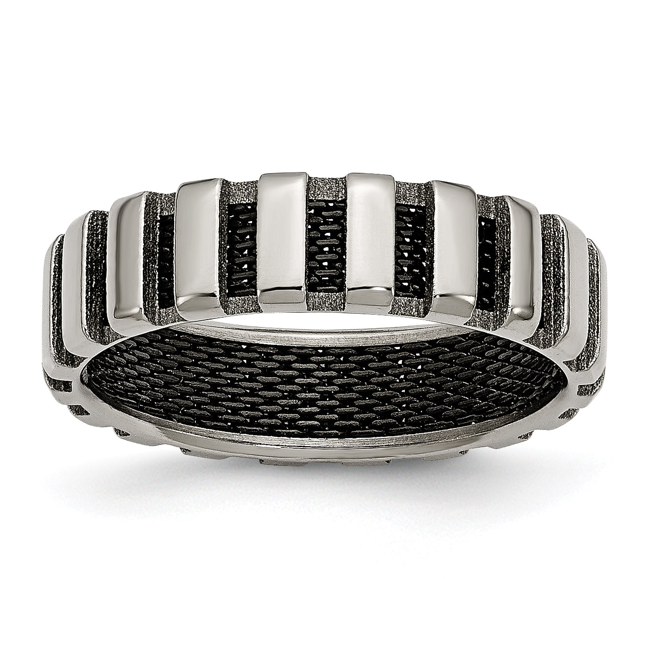 Chisel Titanium Polished with Black IP-plated Wire 6mm Band