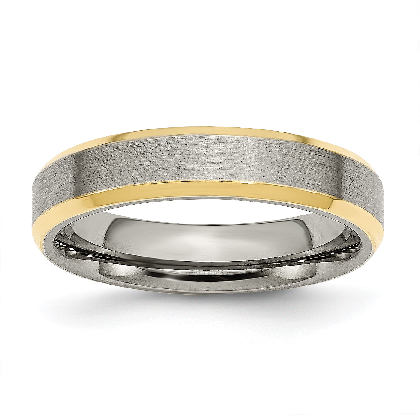 Chisel Titanium Brushed Yellow IP-plated 5mm Beveled Edge Band