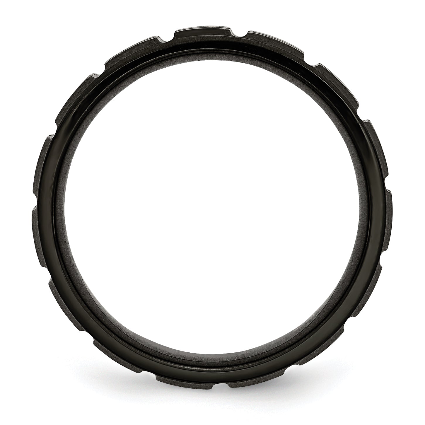 Chisel Titanium Brushed and Polished Black IP-plated 8mm Notched Band