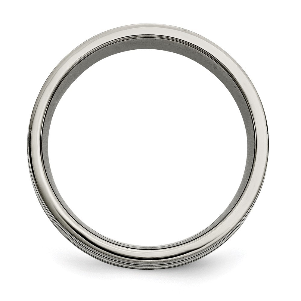 Titanium Brushed w/Sterling Silver Inlay 8mm Grooved Band