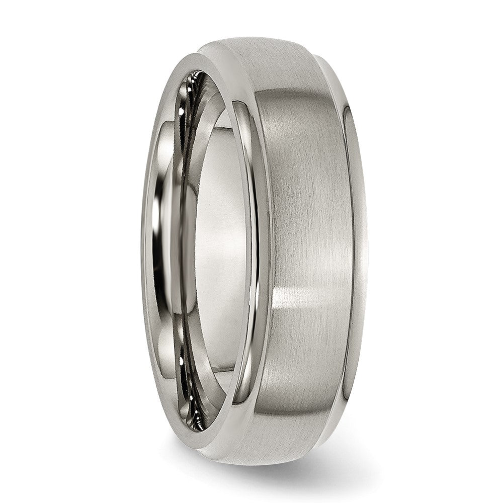 Chisel Titanium Brushed Center 7mm Ridged Edge Band