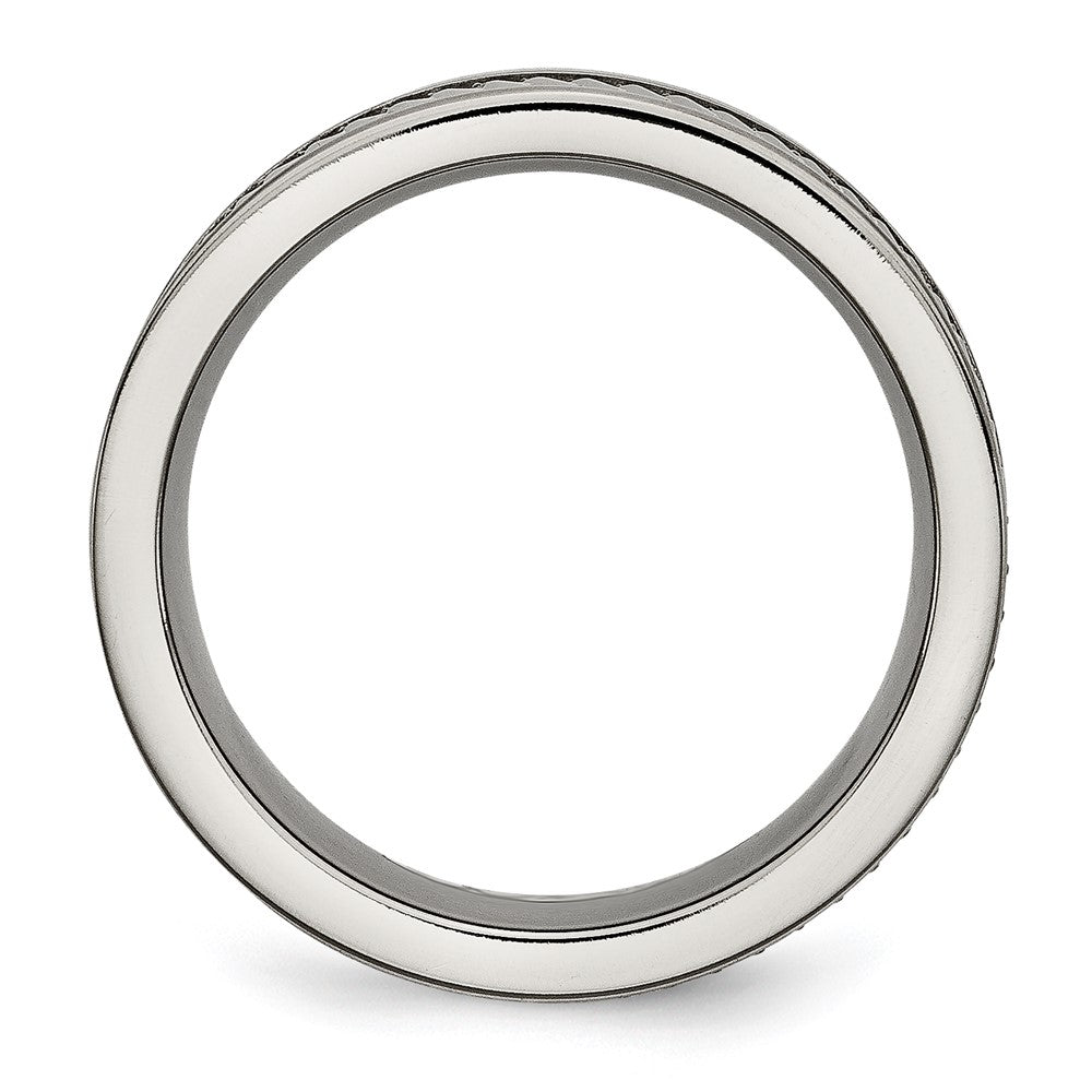 Titanium Sawtooth Design Flat Polished w/Brushed Edge 8mm Band