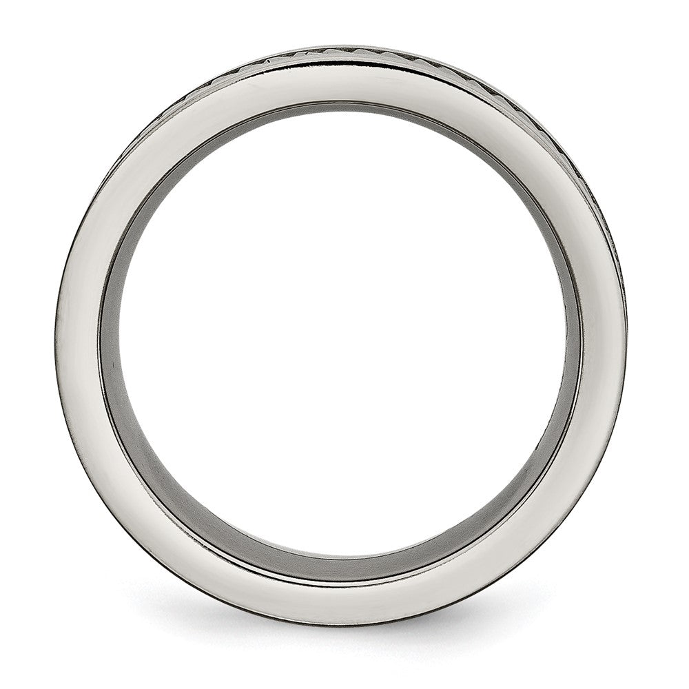 Titanium Sawtooth Design Flat Polished w/Brushed Edge 8mm Band