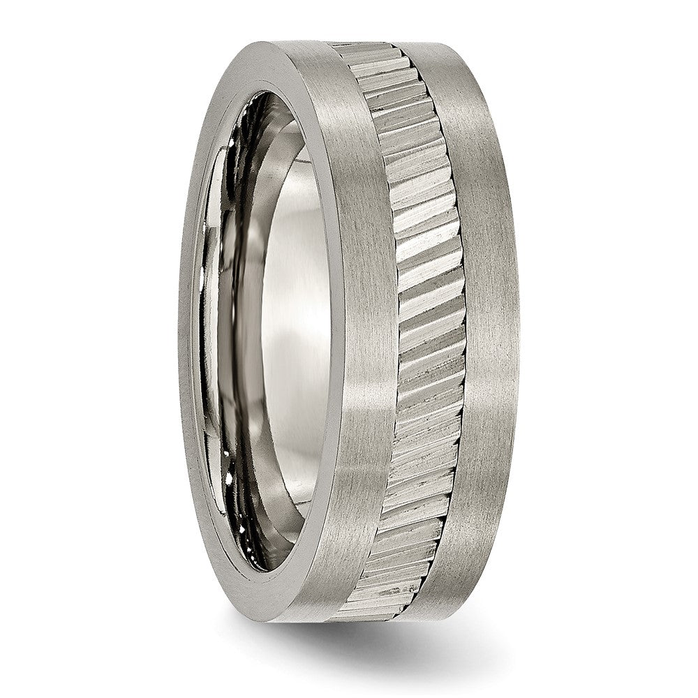 Titanium Sawtooth Design Flat Polished w/Brushed Edge 8mm Band