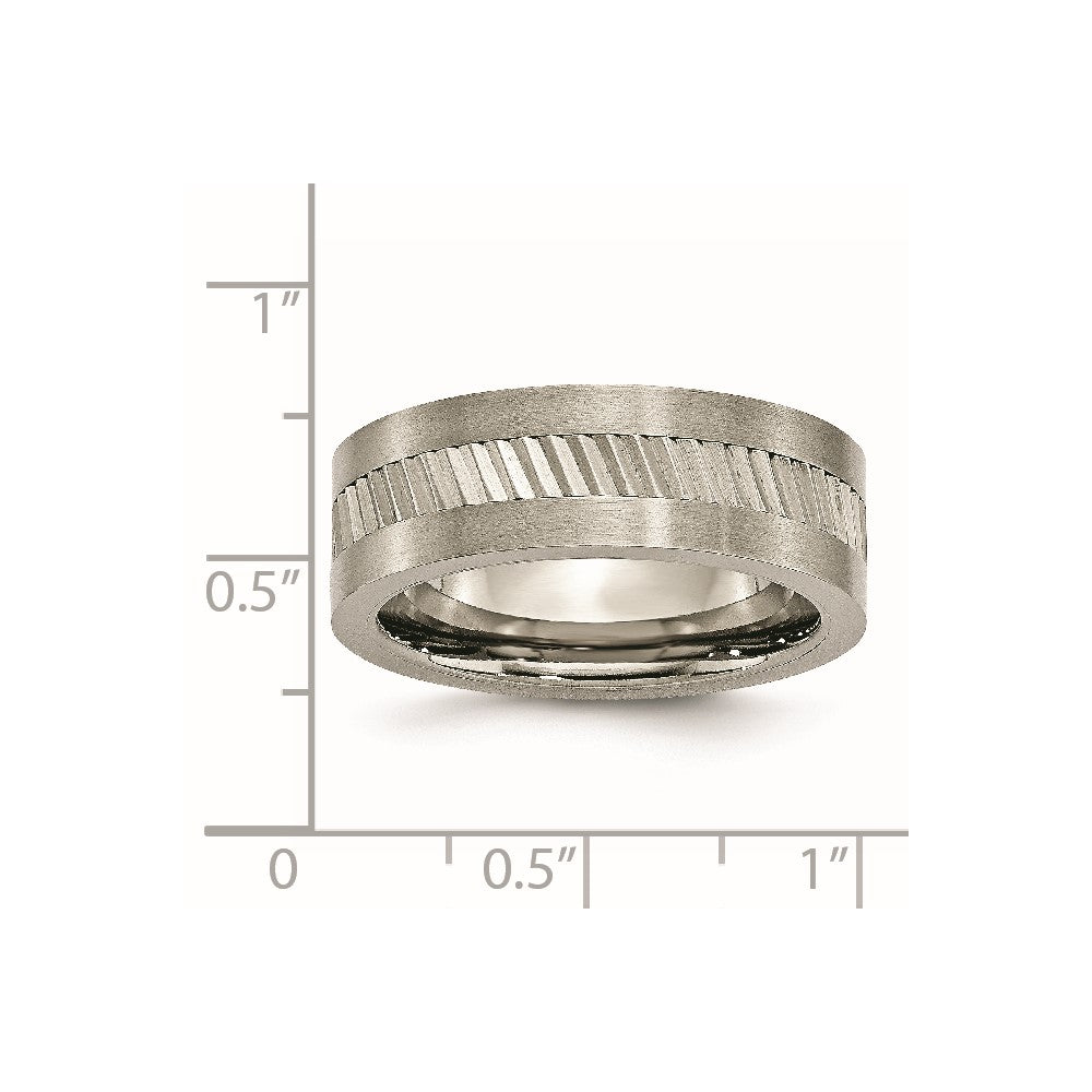 Titanium Sawtooth Design Flat Polished w/Brushed Edge 8mm Band