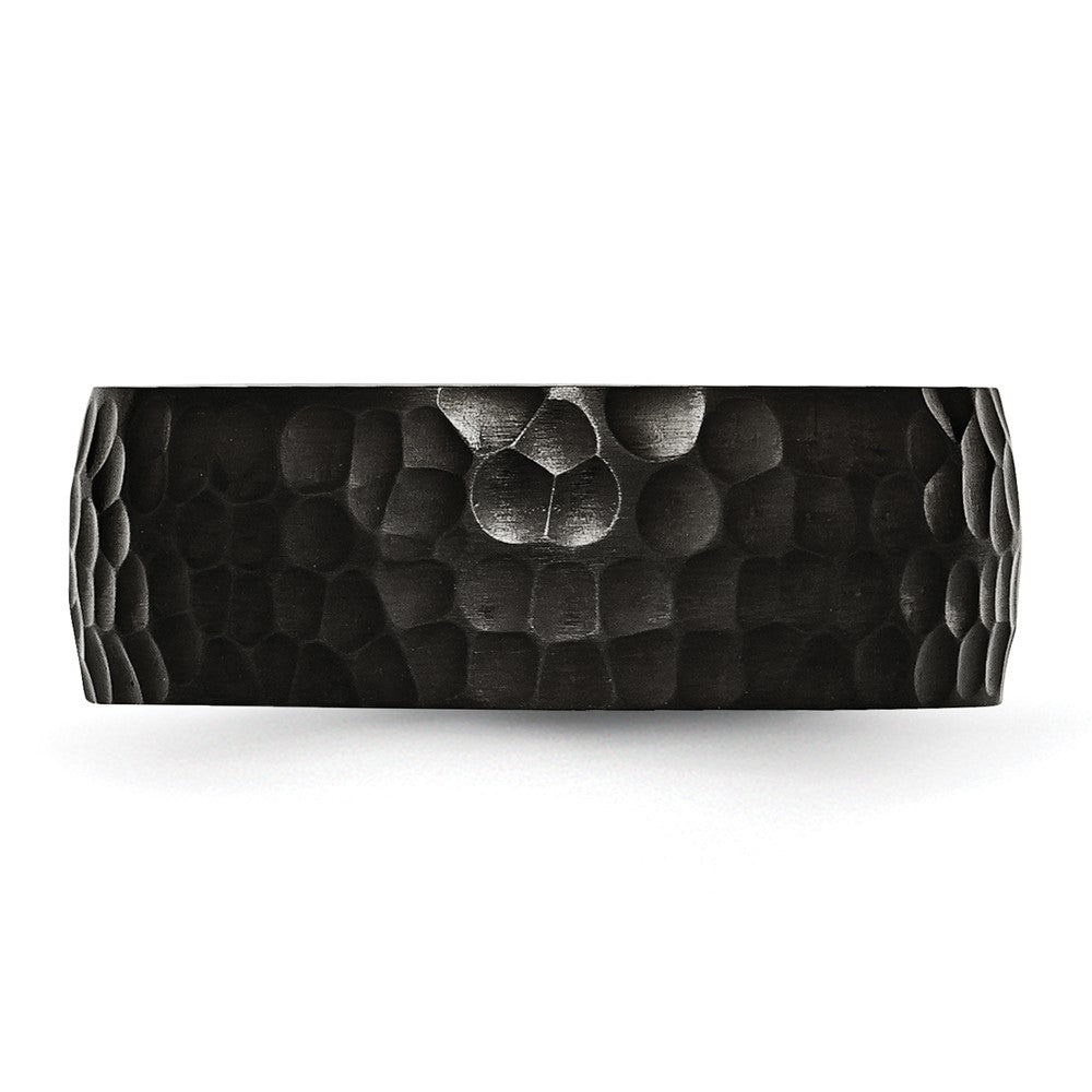 Chisel Titanium Brushed and Polished Hammered Black IP-plated 8mm Band