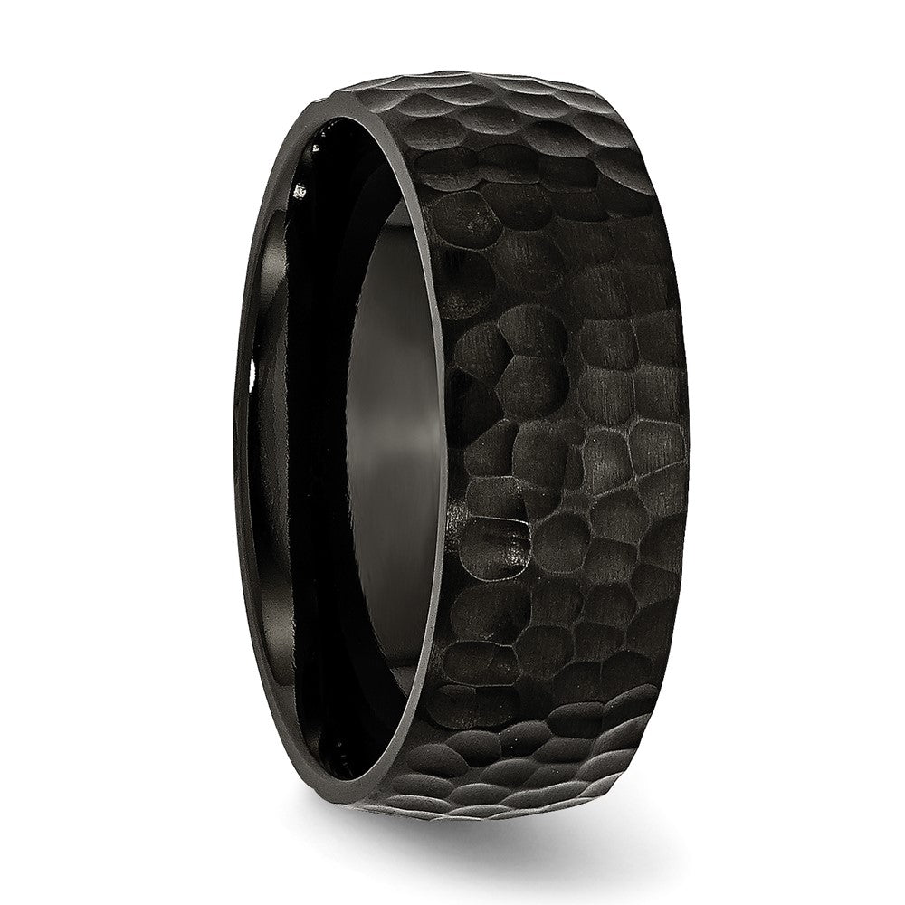 Chisel Titanium Brushed and Polished Hammered Black IP-plated 8mm Band