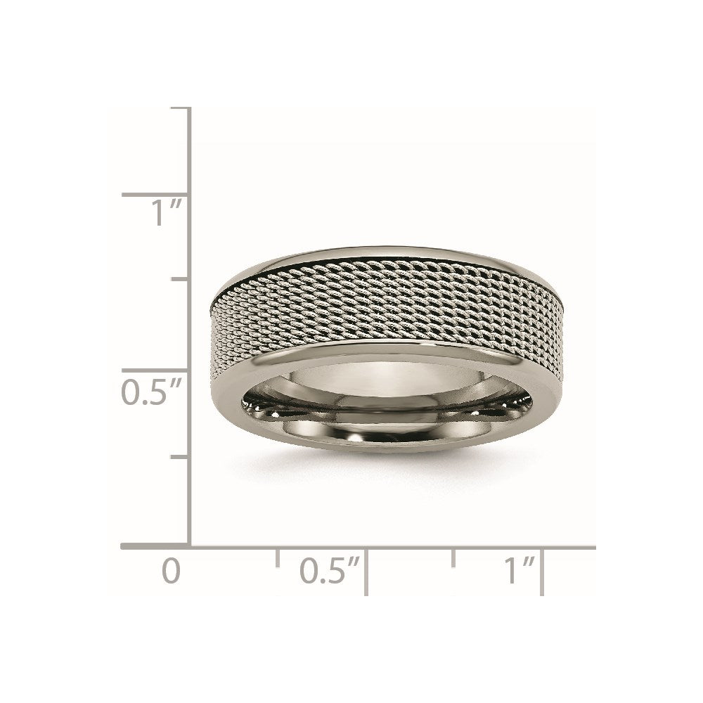 Titanium Base with Stainless Steel Mesh Center 8mm Band